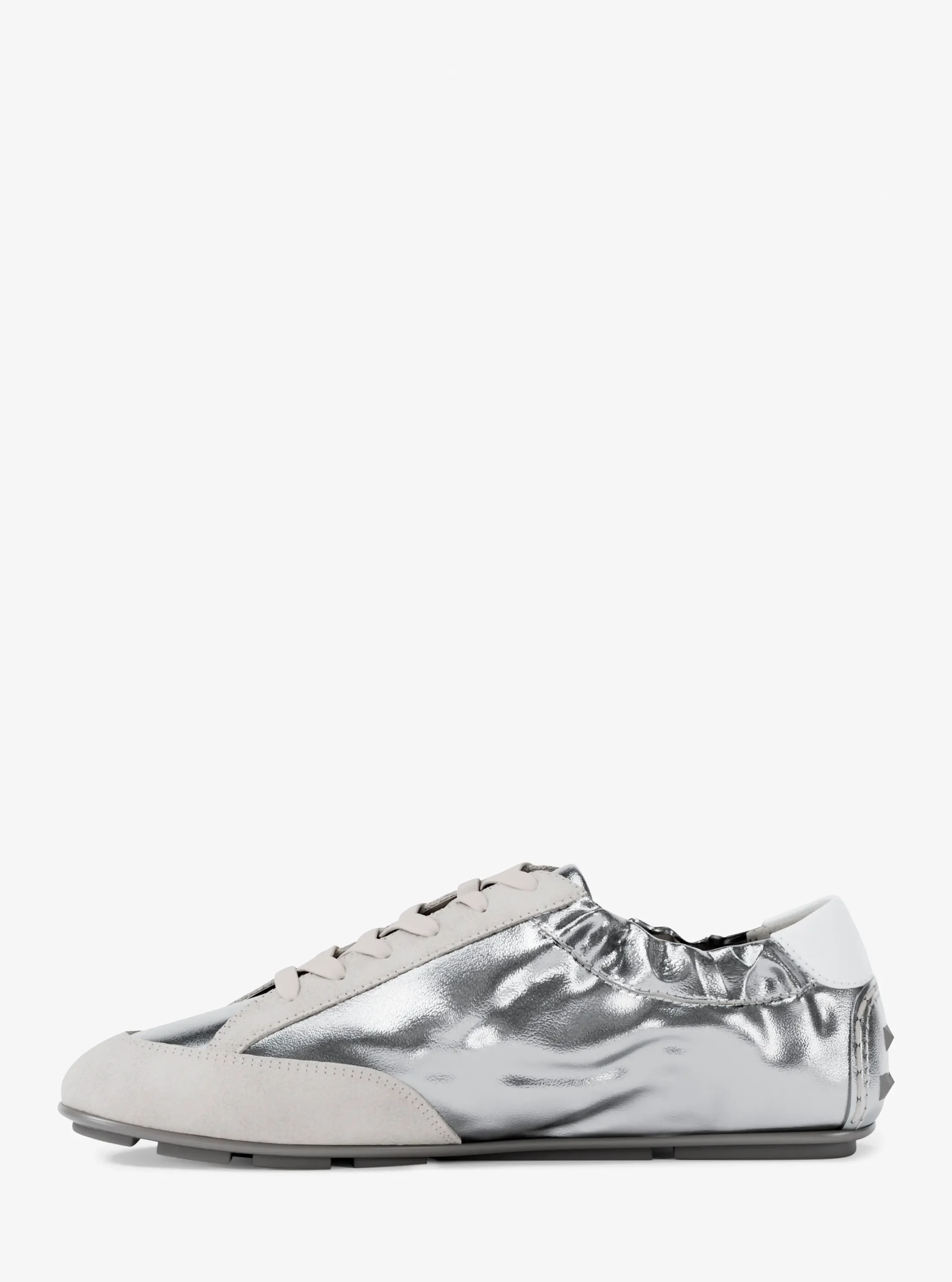 Кроссовки Michael Kors Susie Metallic Leather Trainer, цвет: Серебряный — фото 3