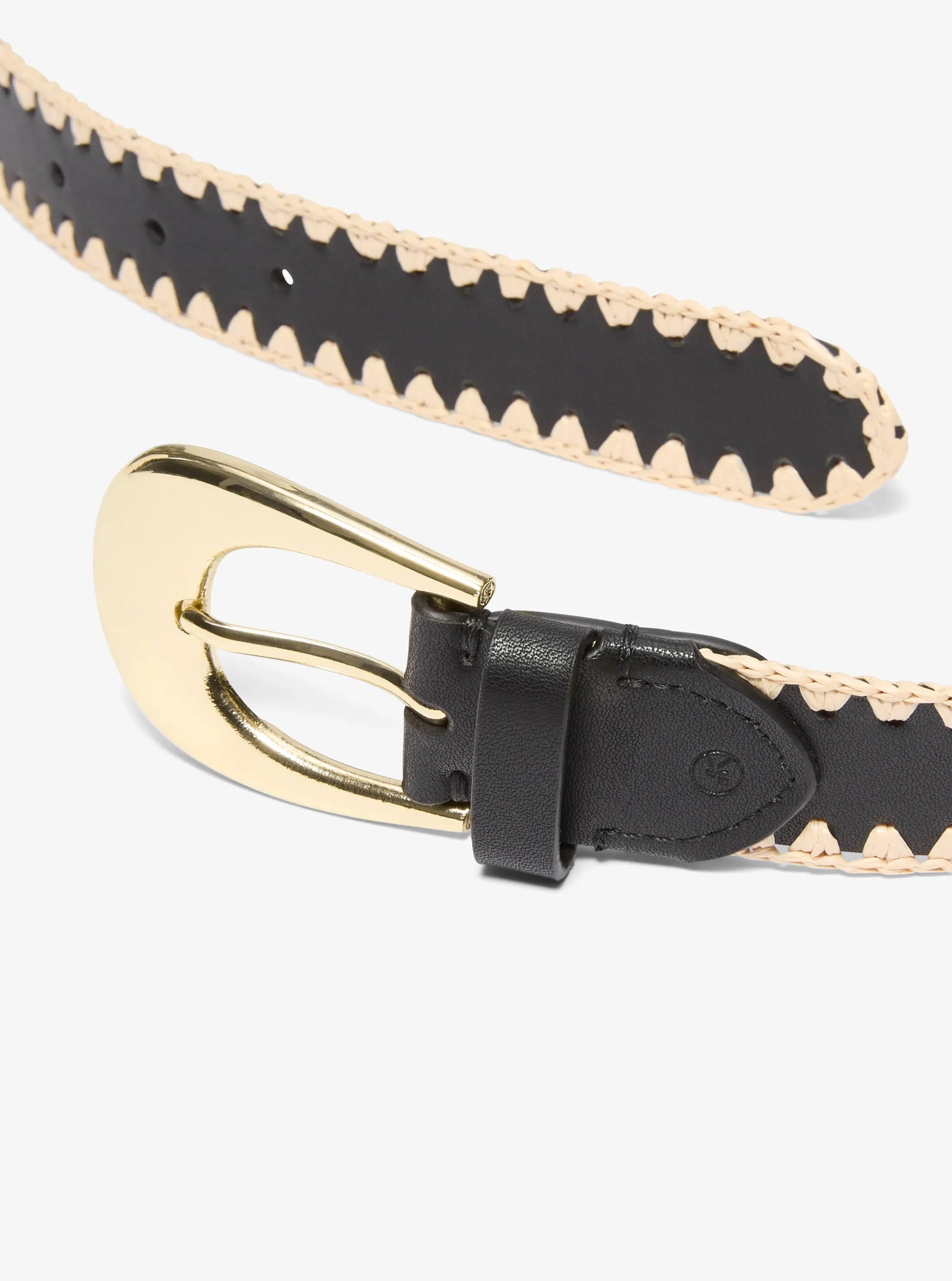 Женский ремень Michael Kors Whipstitched Belt, цвет: Чёрный — фото 2