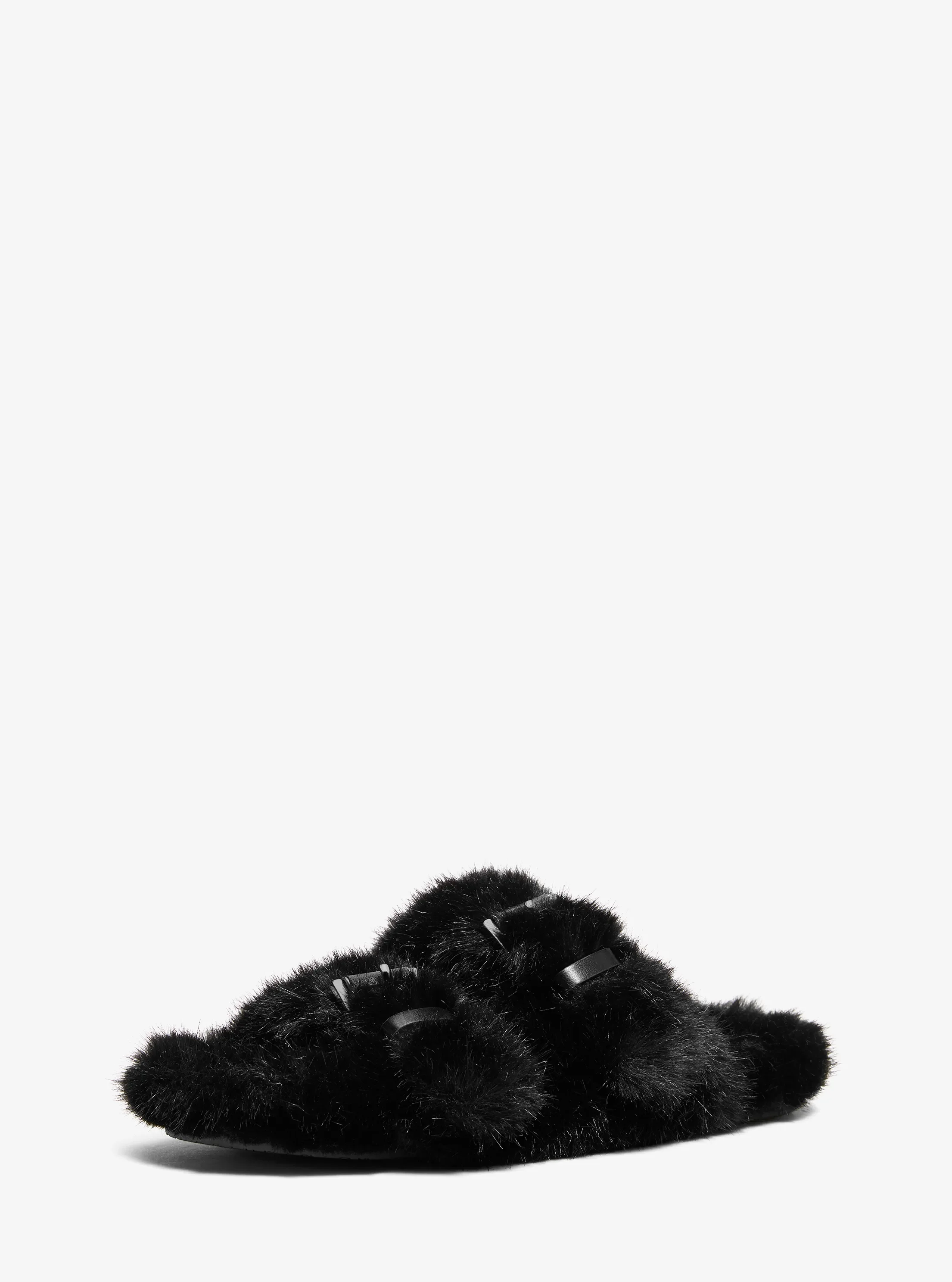 Женские сандалии Michael Kors Byers Faux Fur Slide Sandal, цвет: Чёрный — фото 4
