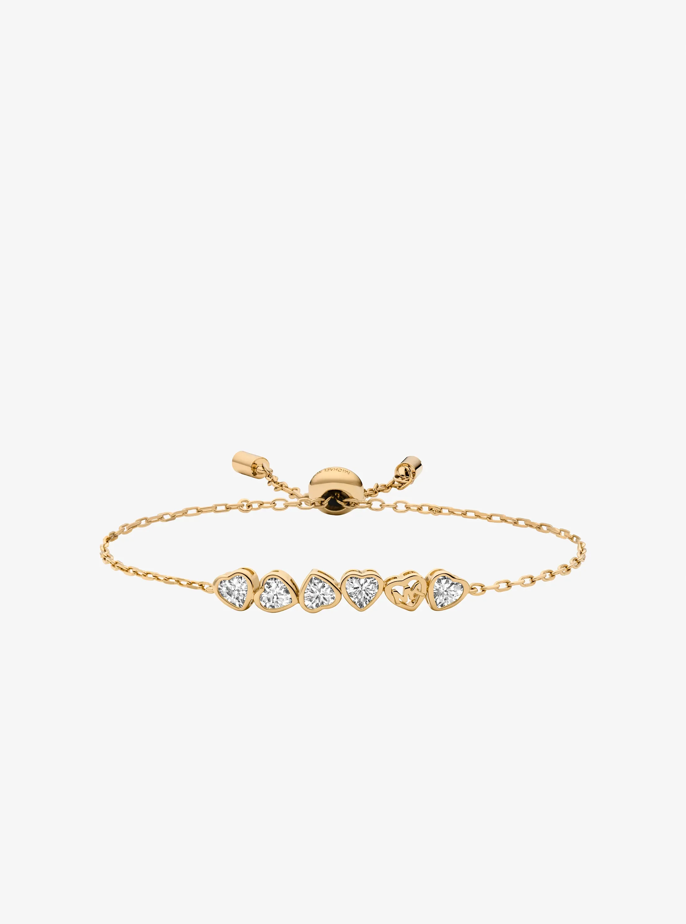 Украшения Michael Kors Cubic Zirconia Hearts Slider Bracelet and Stud Earrings, цвет: Золотой — фото 3