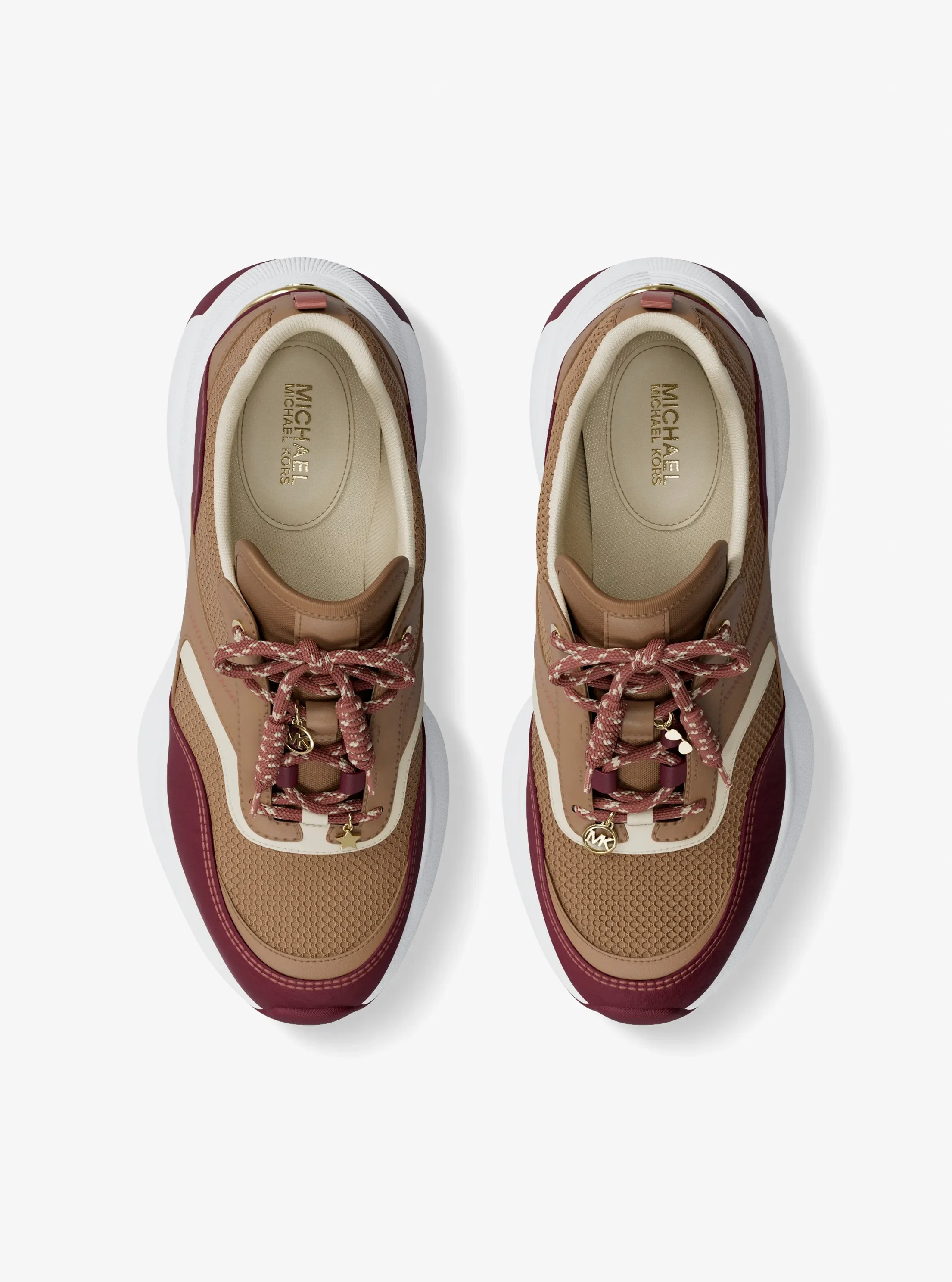 Кроссовки Michael Kors Kaia Mixed-Media Trainer, цвет: Тёмно-бордовый — фото 5