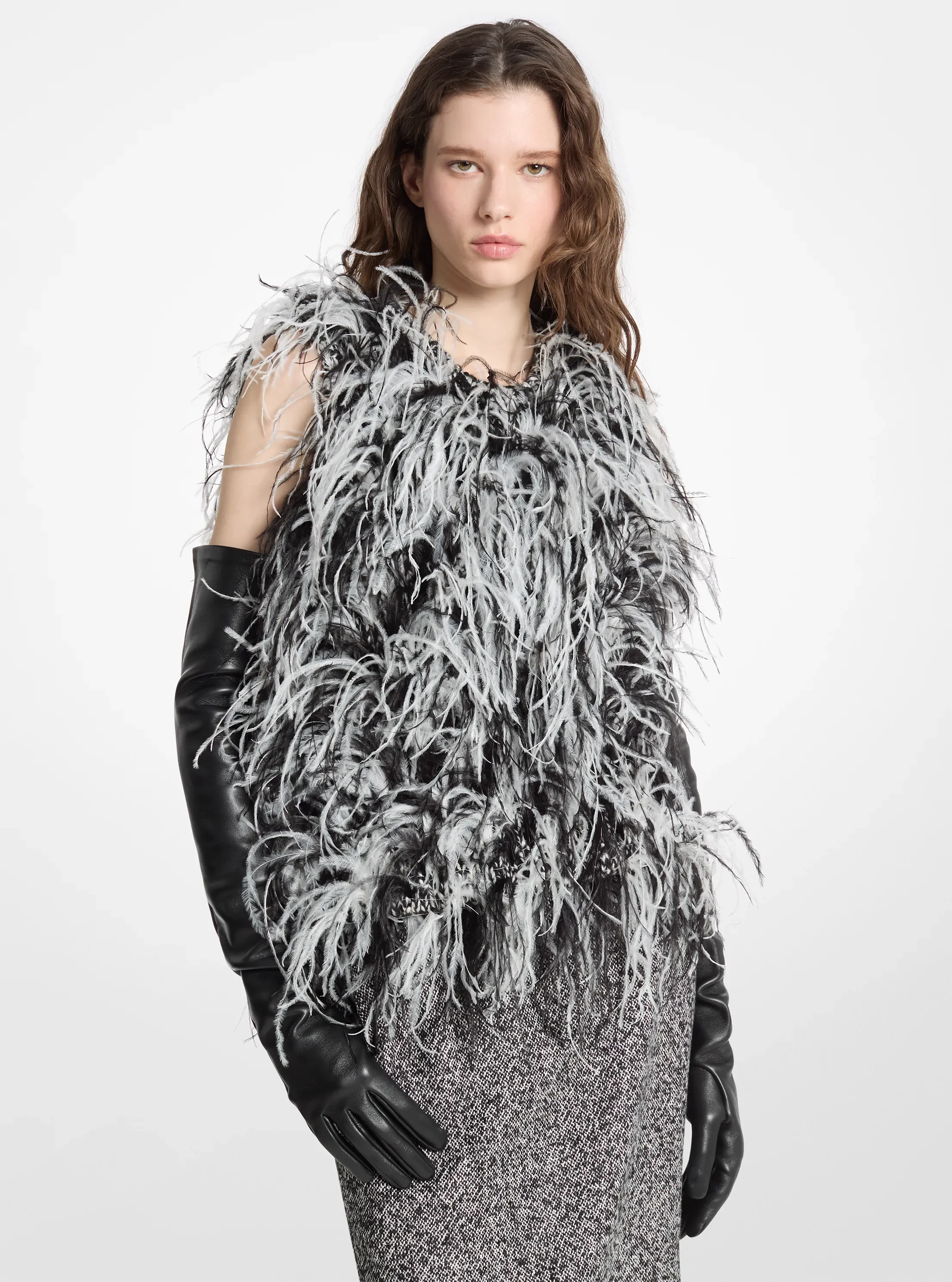 Женские свитеры Michael Kors Hand-Embroidered Feather Tweed Pullover Top