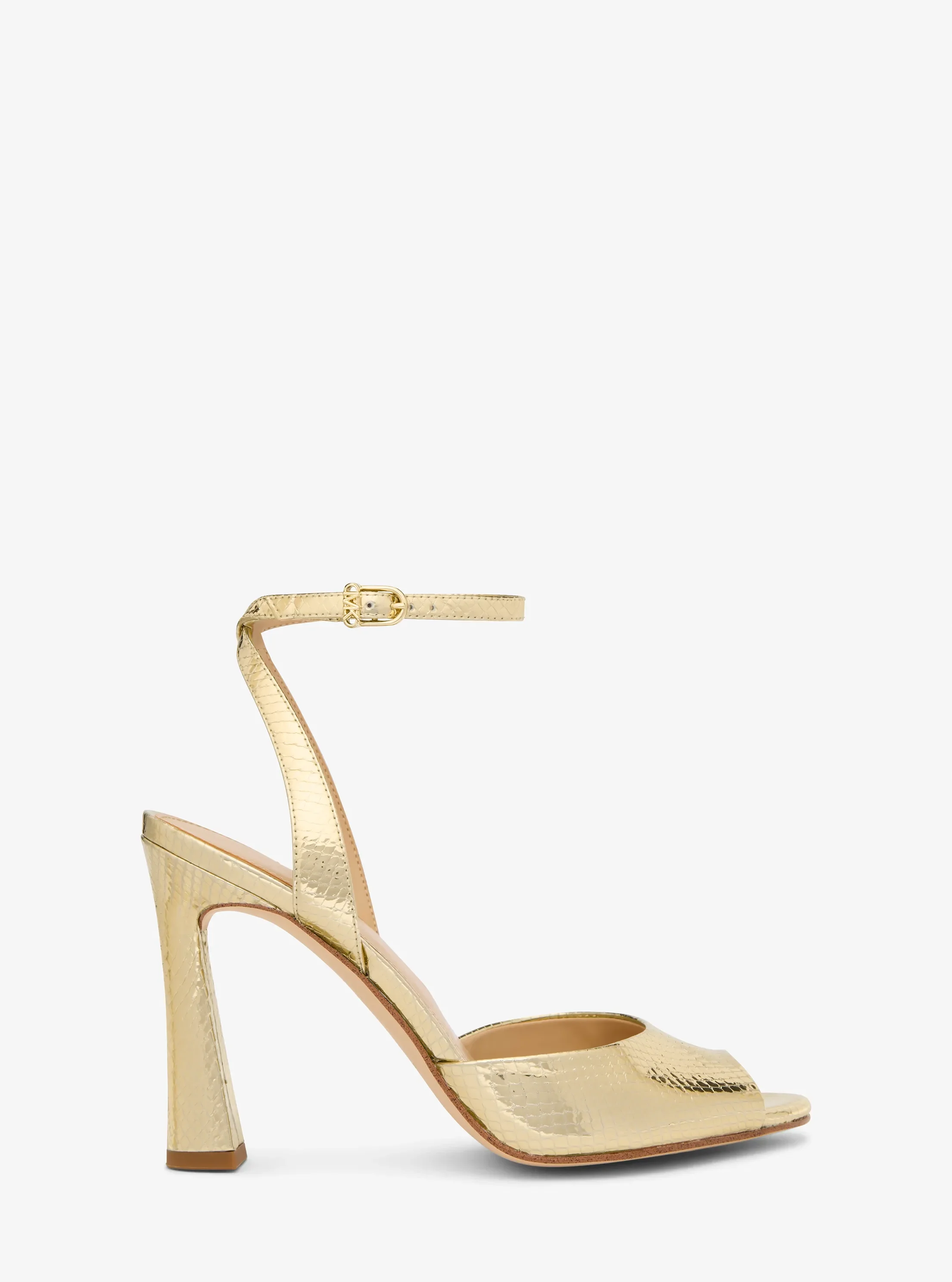 Сандалии Michael Kors Rosie Metallic Snake Embossed Leather Sandal, цвет: Бледный золотой — фото 2