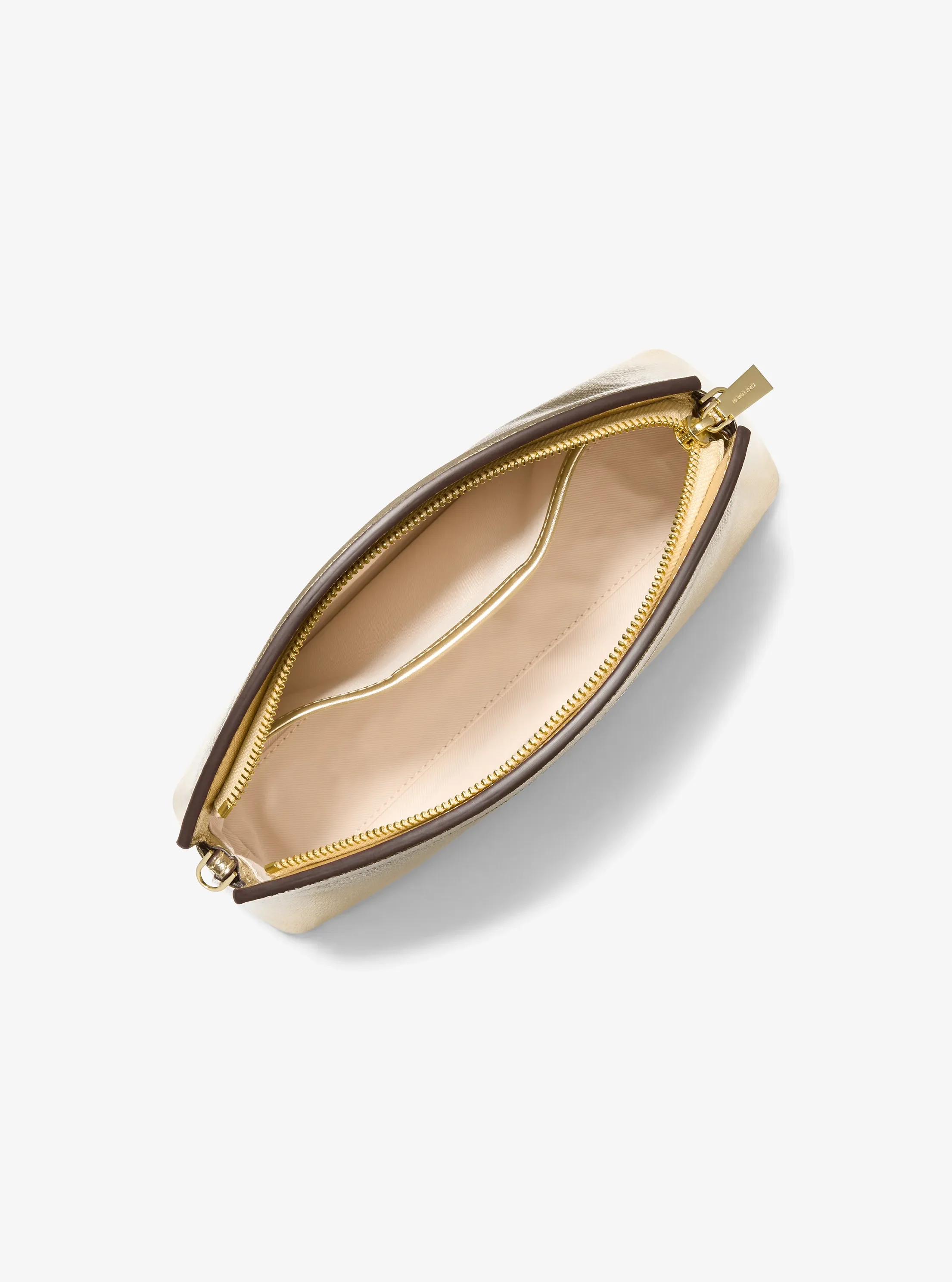 Женский клатч Michael Kors Athena Small Metallic Leather Convertible Clutch, цвет: Бледный золотой — фото 2