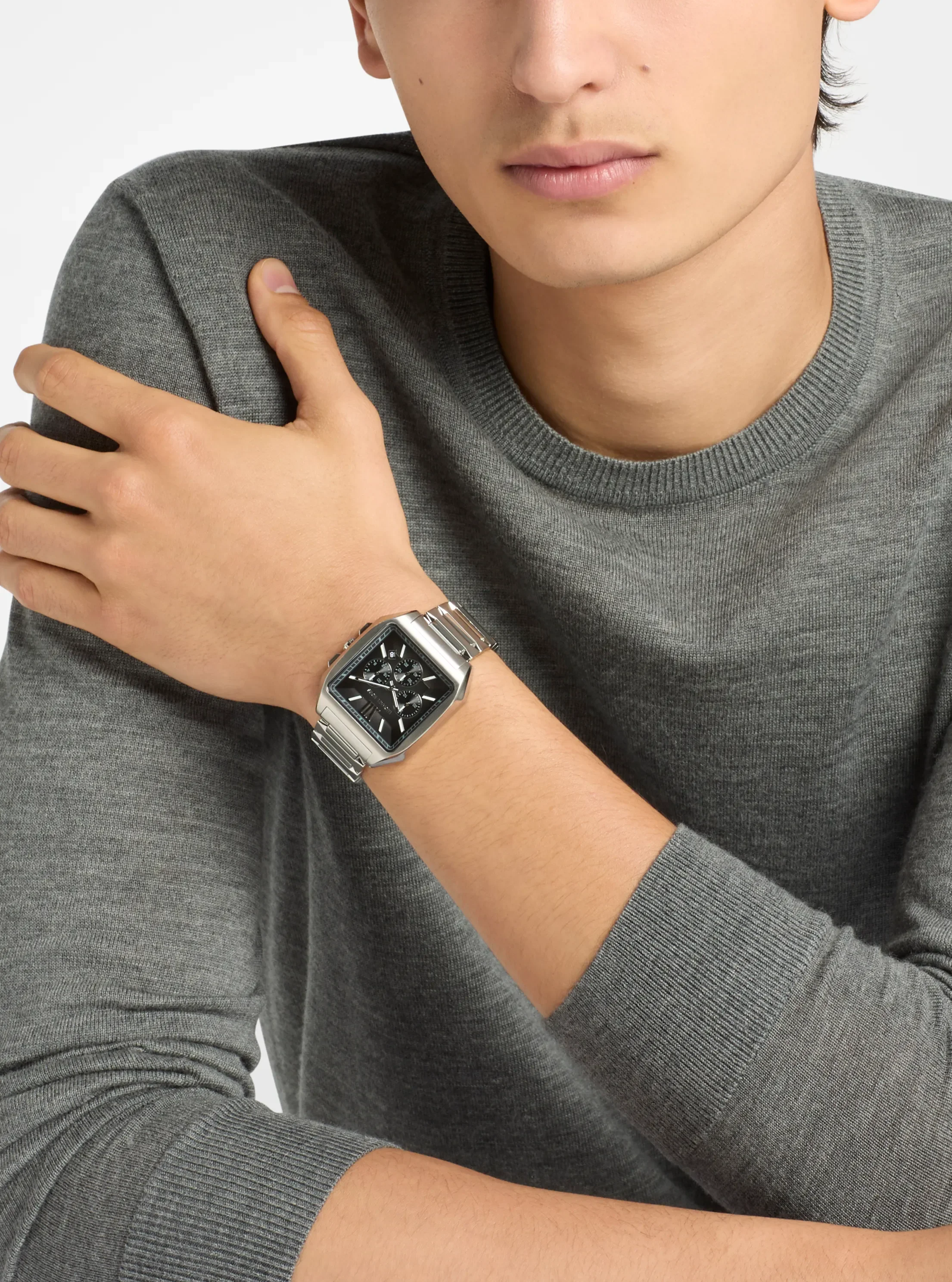 Часы Michael Kors Hayes Oversized Silver-Tone Sport Watch, цвет: Серебряный — фото 4