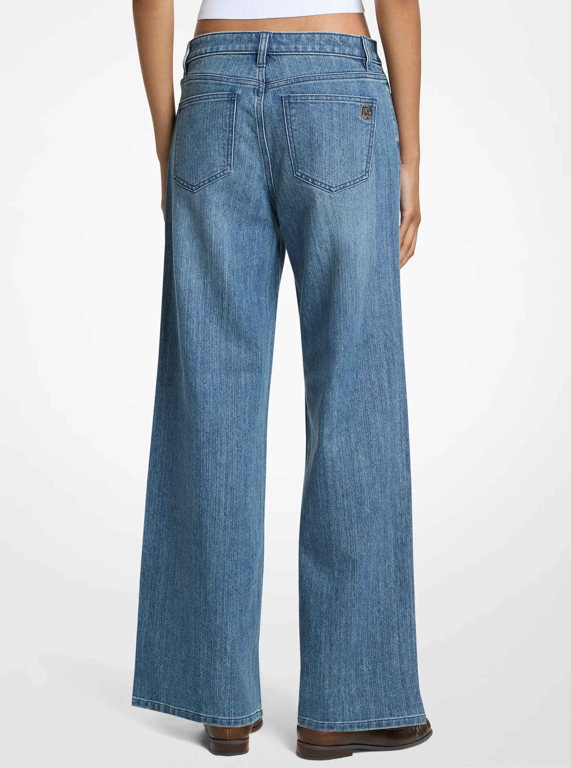 Джинсы Michael Kors Relaxed Wide-Leg Denim Jeans, цвет: Сумеречный синий варёный — фото 2