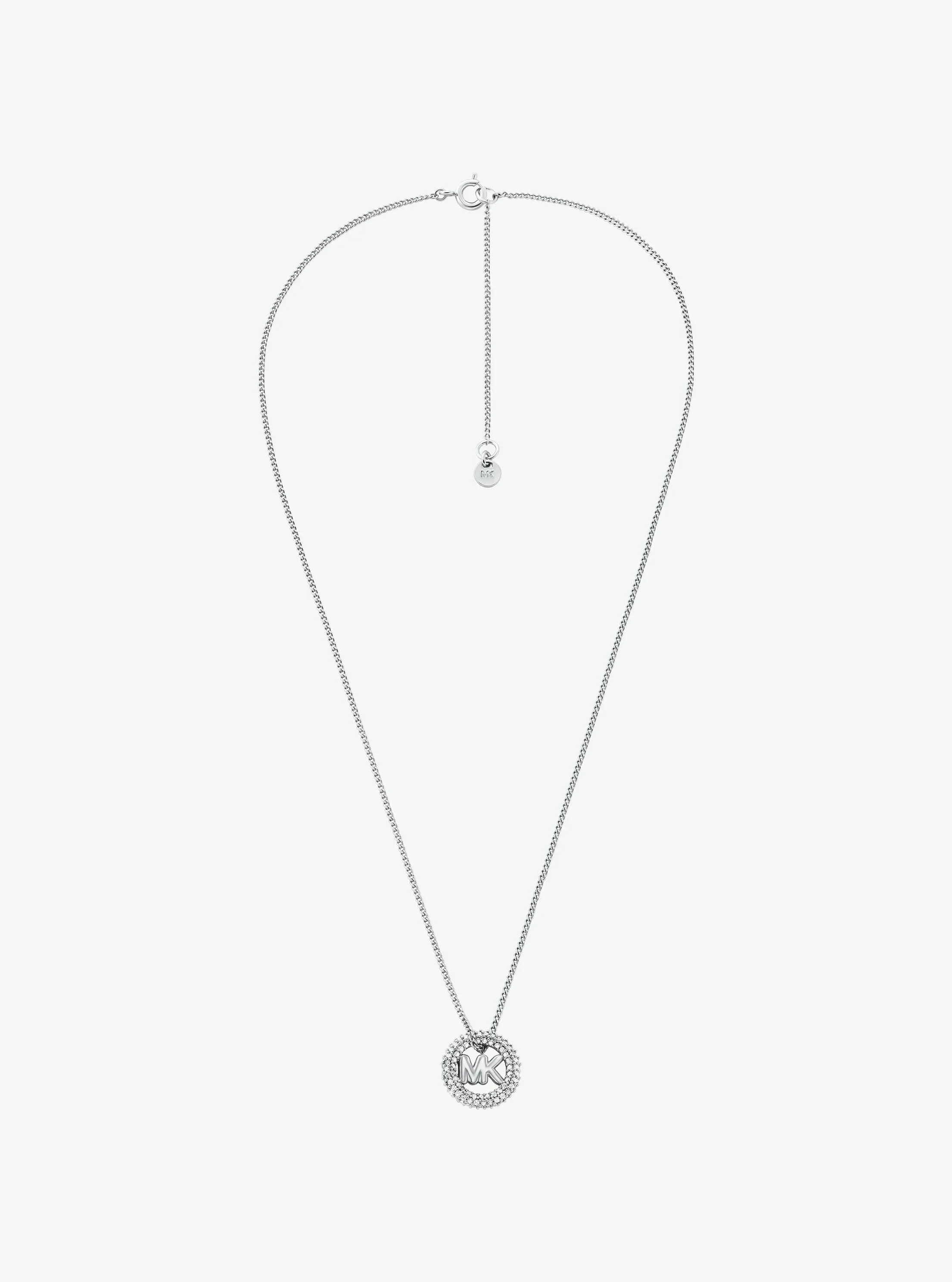 Женское колье Michael Kors Pavé and Logo Charm Two-Tone, цвет: Серебряный