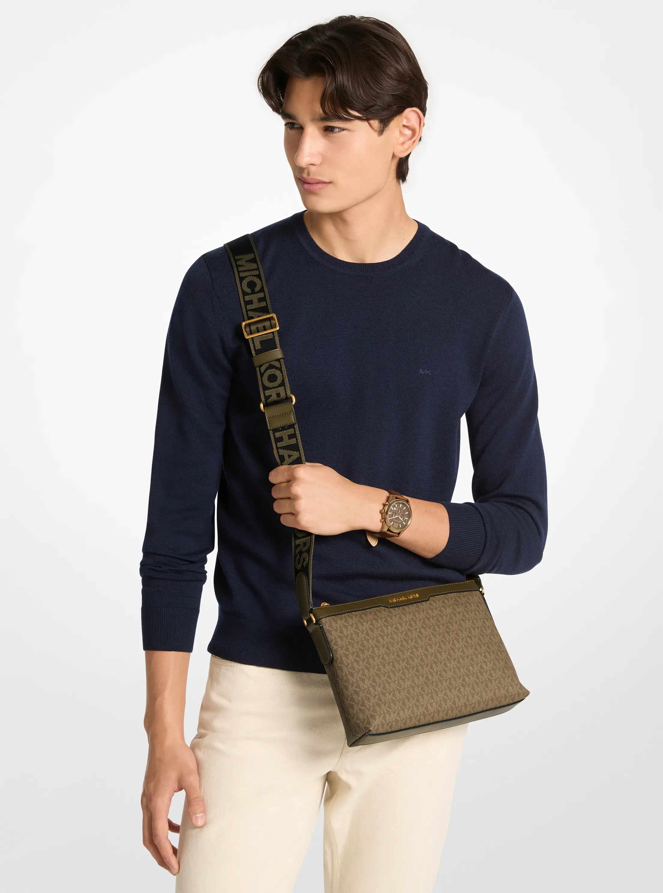 Мужские сумки Michael Kors Hudson Signature Logo Messenger — фото 4