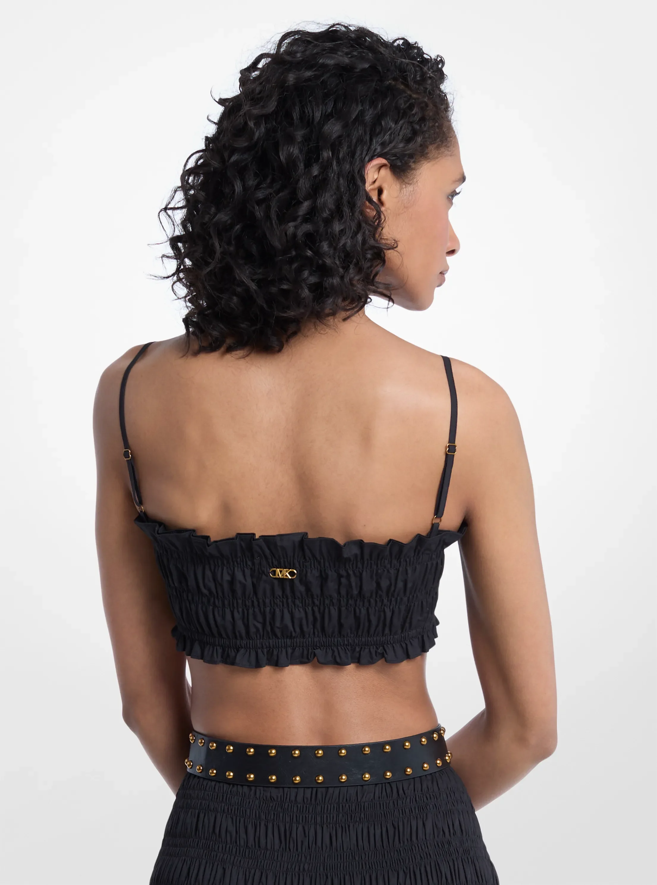 Женский топ Michael Kors Smocked Cotton Poplin Bra Top, цвет: Чёрный — фото 2