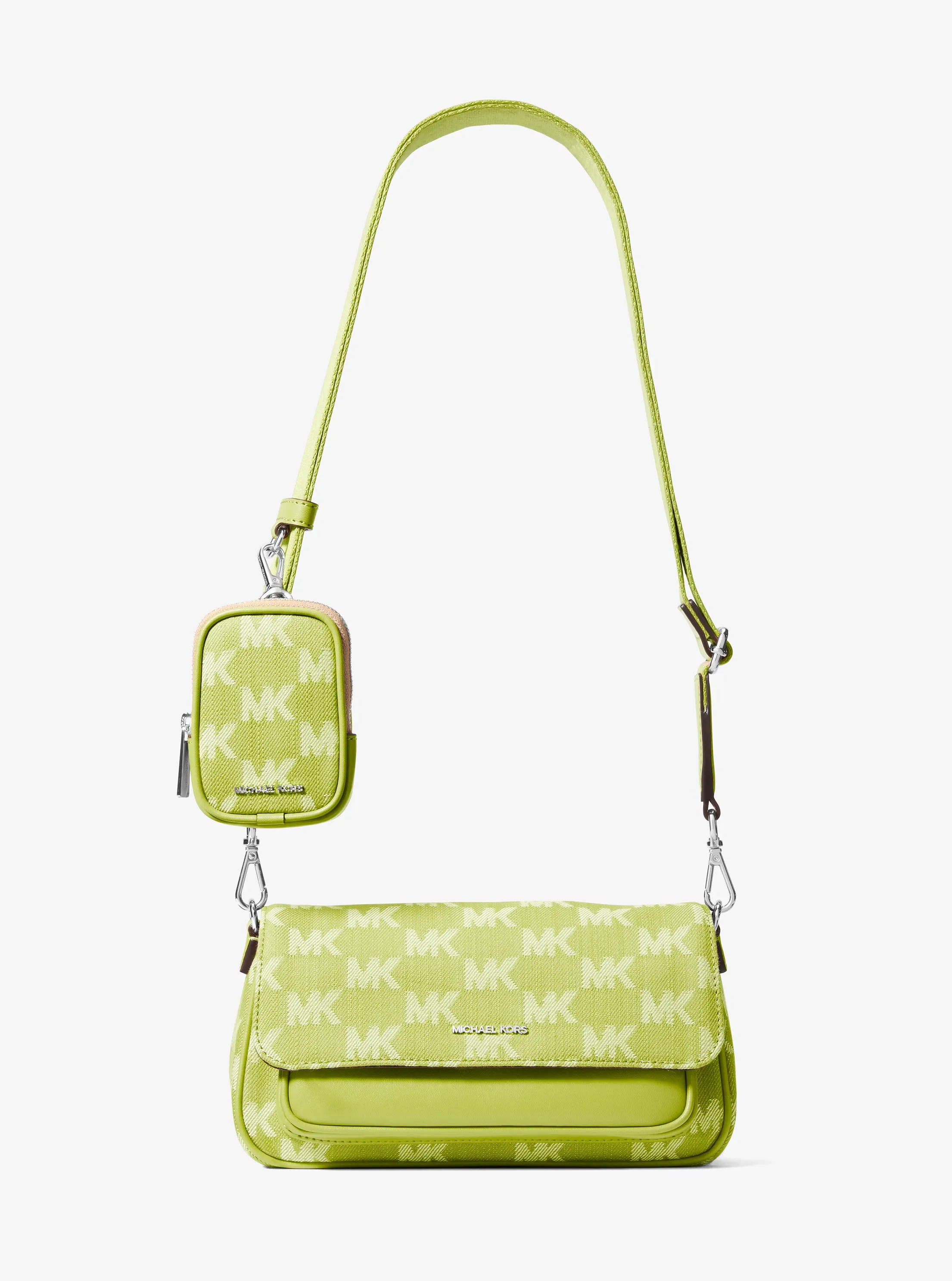 Michael Kors Jet Set Travel Small Logo Jacquard Denim Crossbody Bag With Pouch