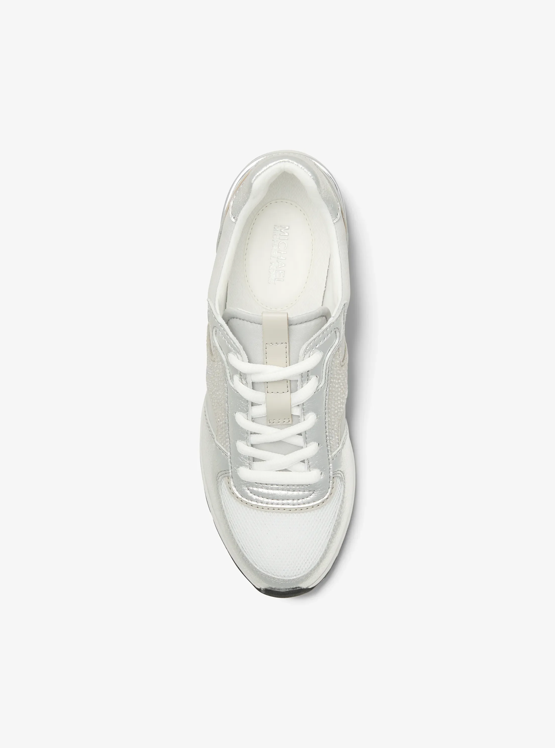 Кроссовки Michael Kors Remy Mixed-Media Trainer, цвет: Серебряный разноцветный — фото 4