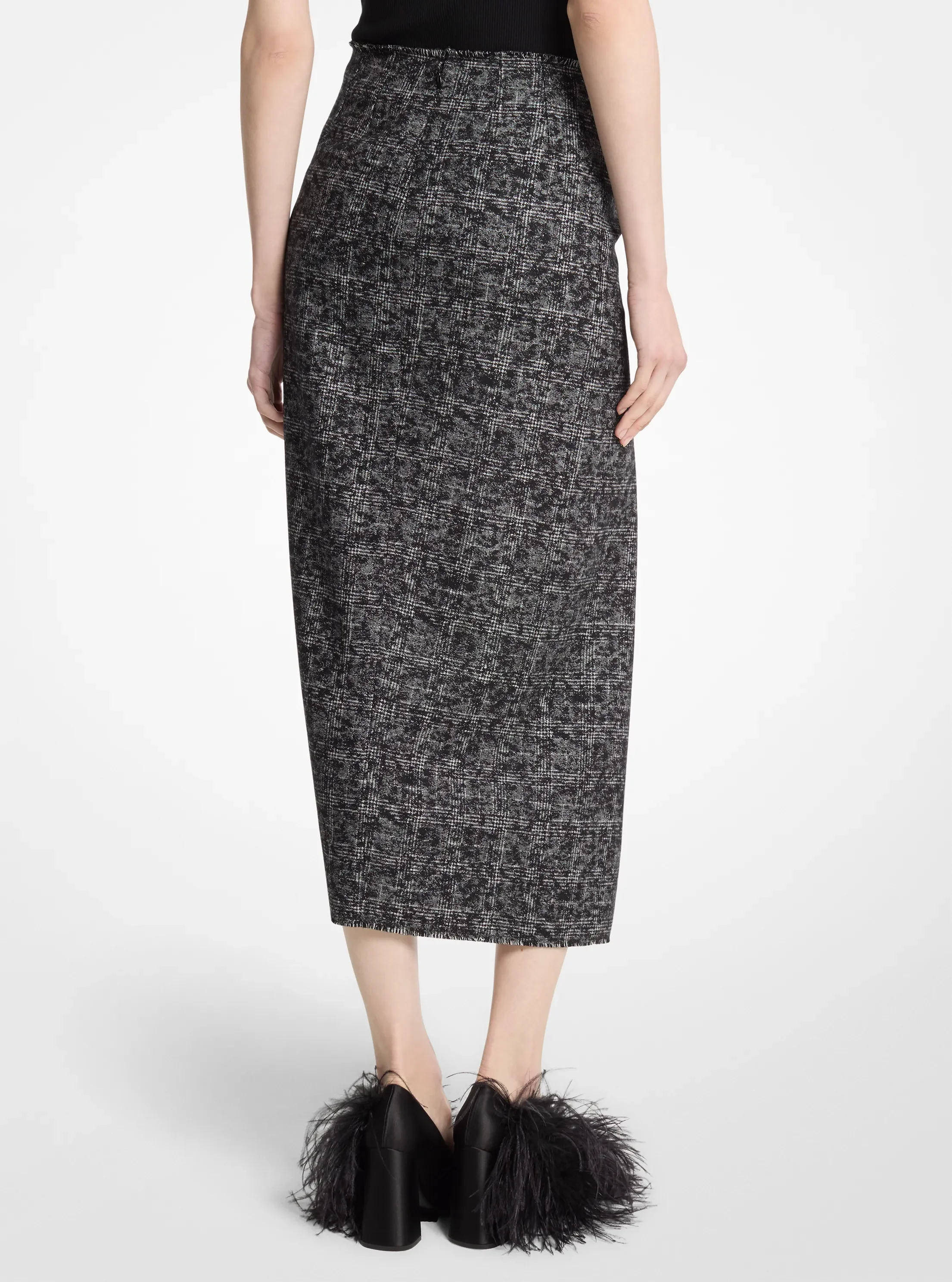 Женские юбки Michael Kors Smudged Glen Plaid Wool Pareo Skirt — фото 2