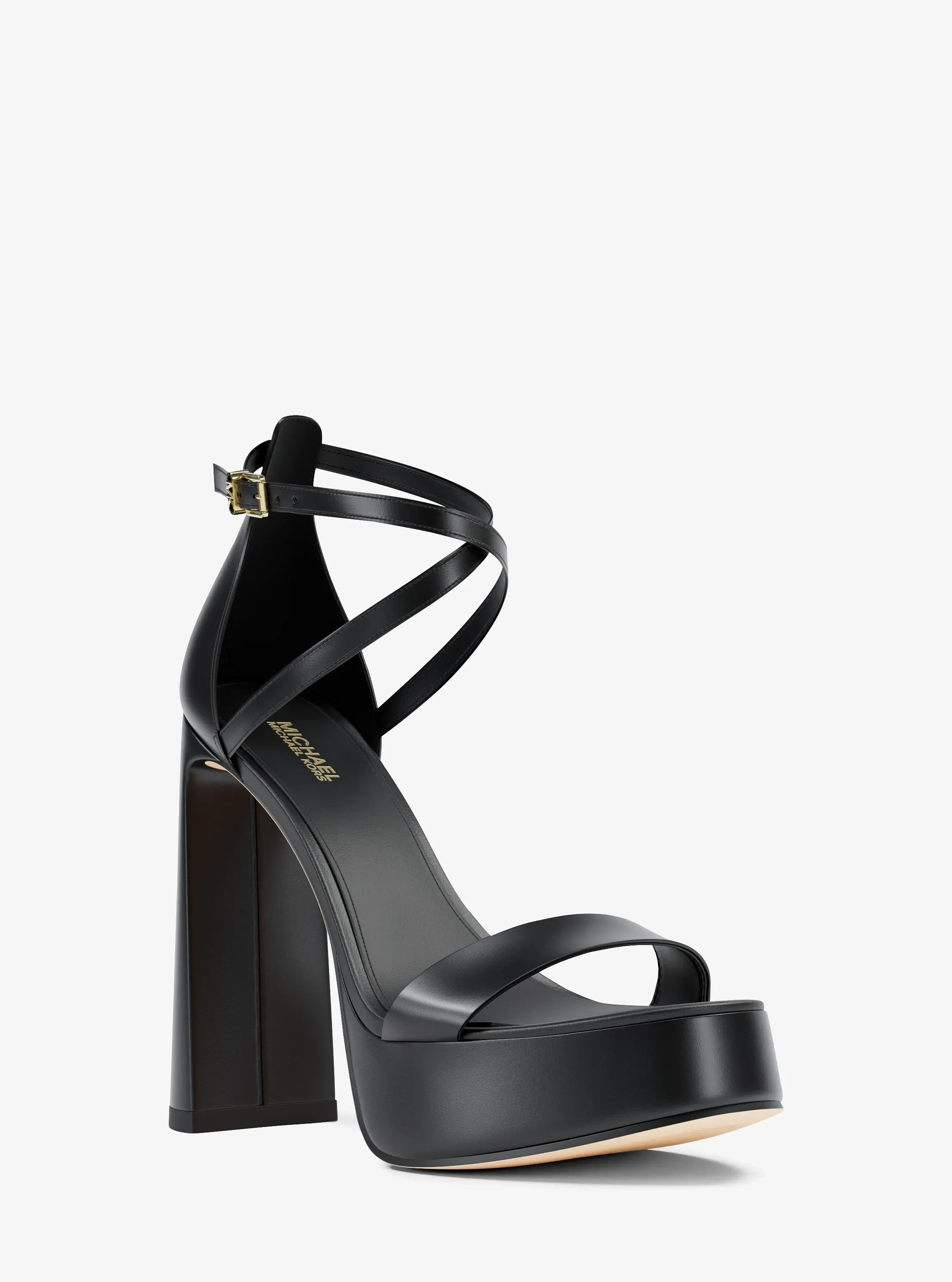 Сандалии Michael Kors Cami Leather Platform Sandal, цвет: Чёрный