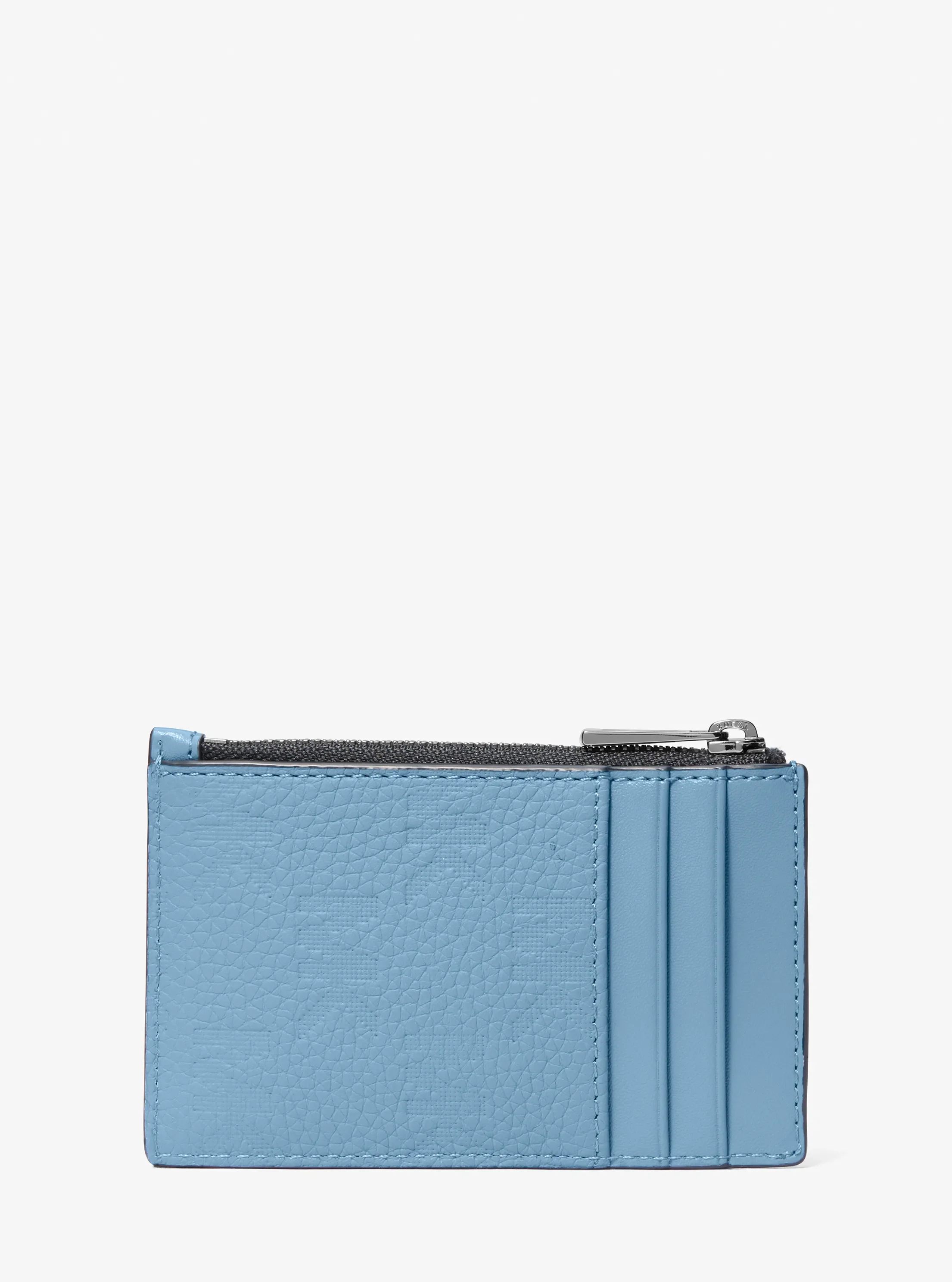 Кошелёк Michael Kors Hudson Logo Embossed Leather Card Case, цвет: Шамбре — фото 3