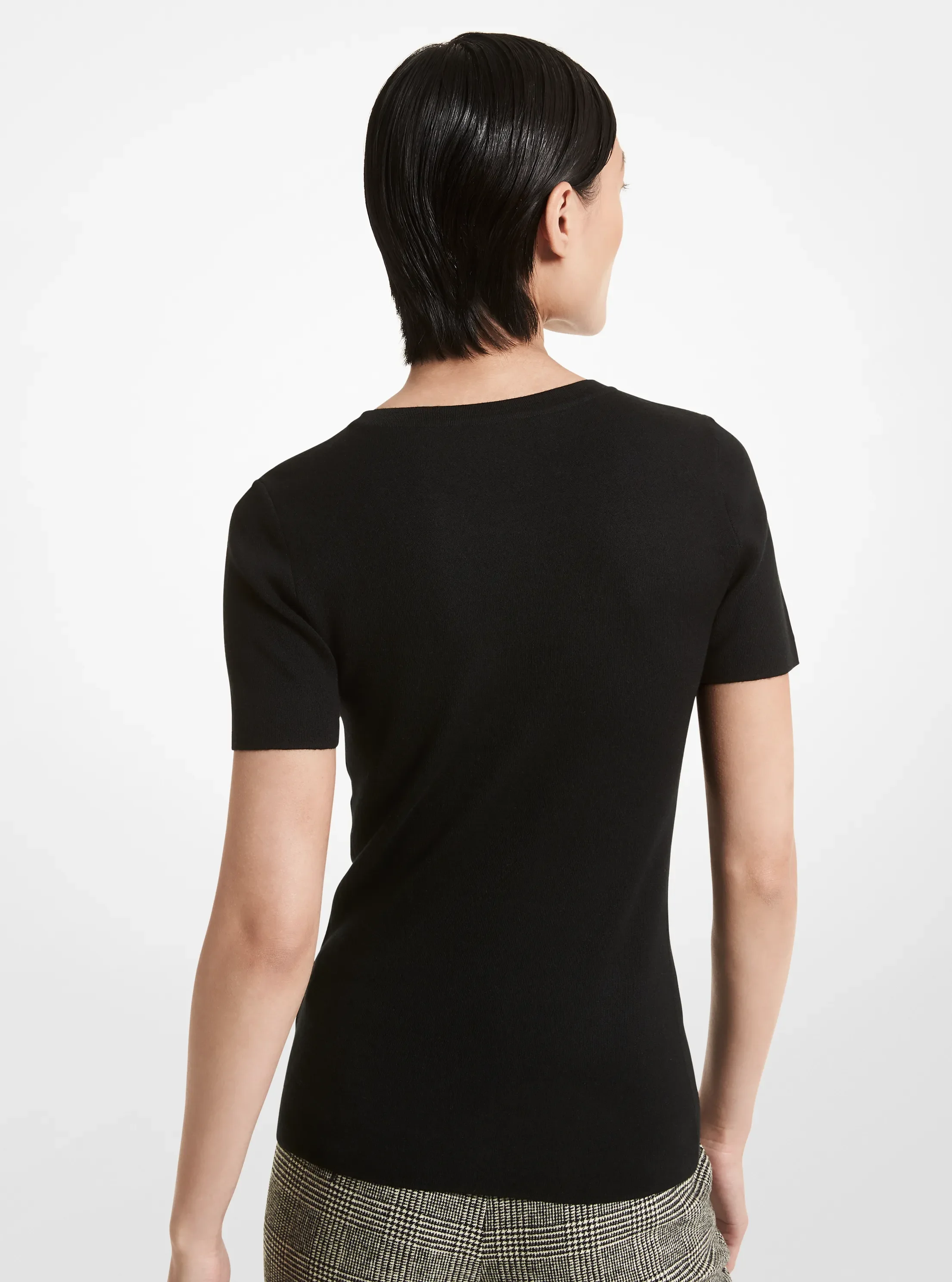 Женский свитер Michael Kors Cashmere Short-Sleeve Sweater, цвет: Чёрный — фото 2