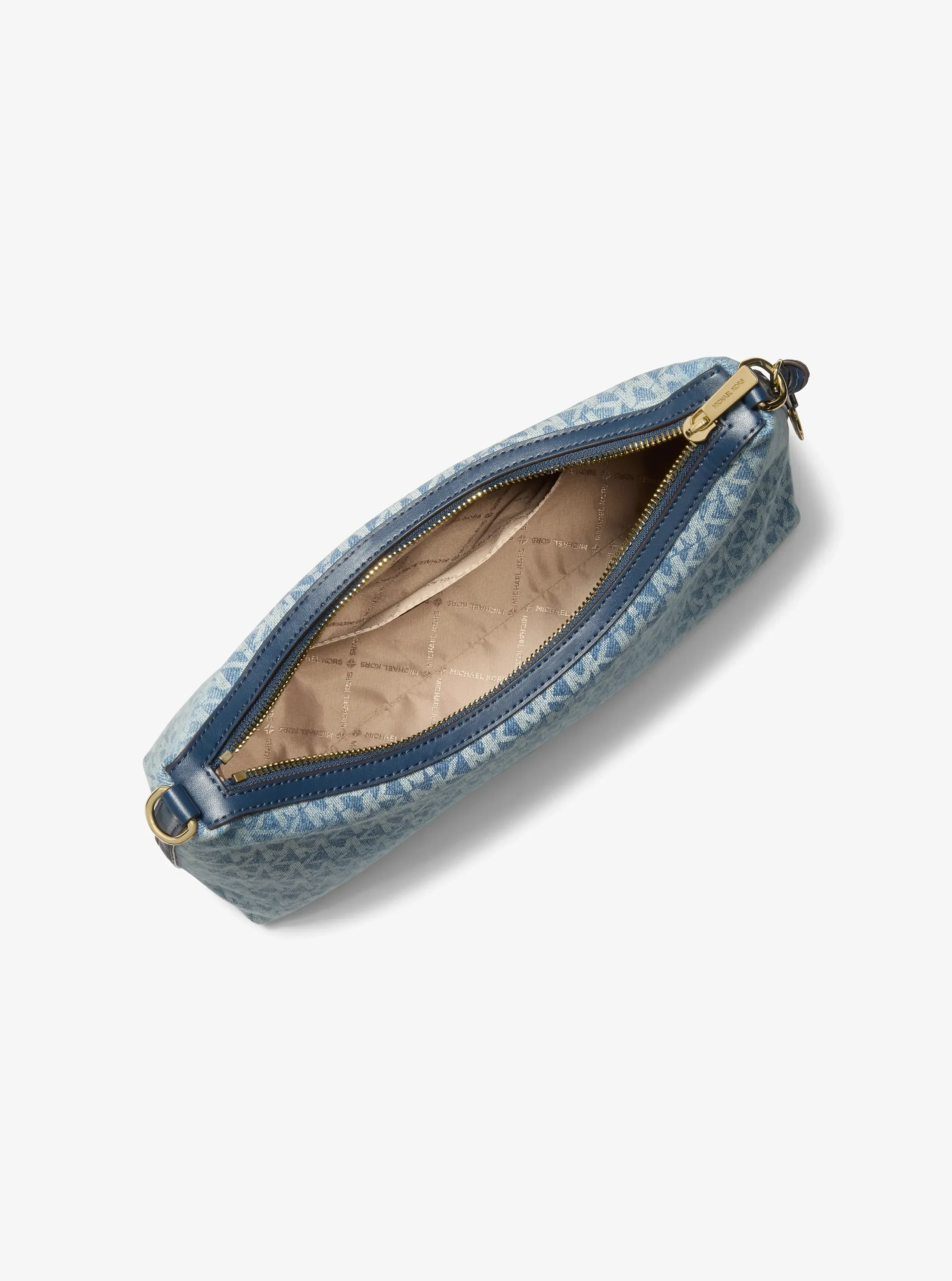 Женская сумка Michael Kors Sammy Medium Signature Logo Print Denim Convertible Shoulder, цвет: Lt Vtblu Wsh — фото 2