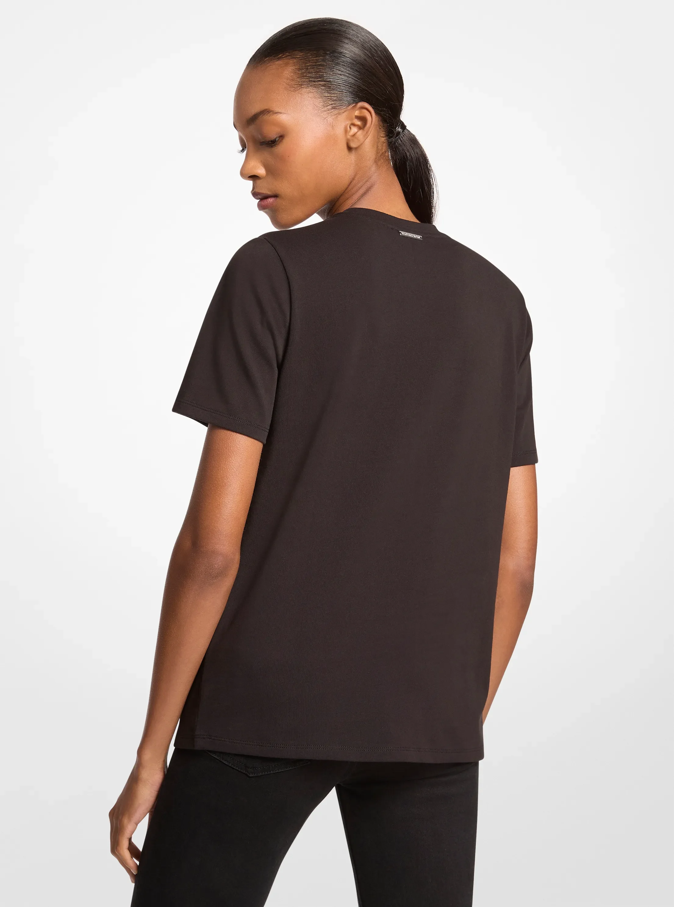 Футболка Michael Kors Embellished Printed Cotton Jersey T-Shirt, цвет: Чёрный — фото 2