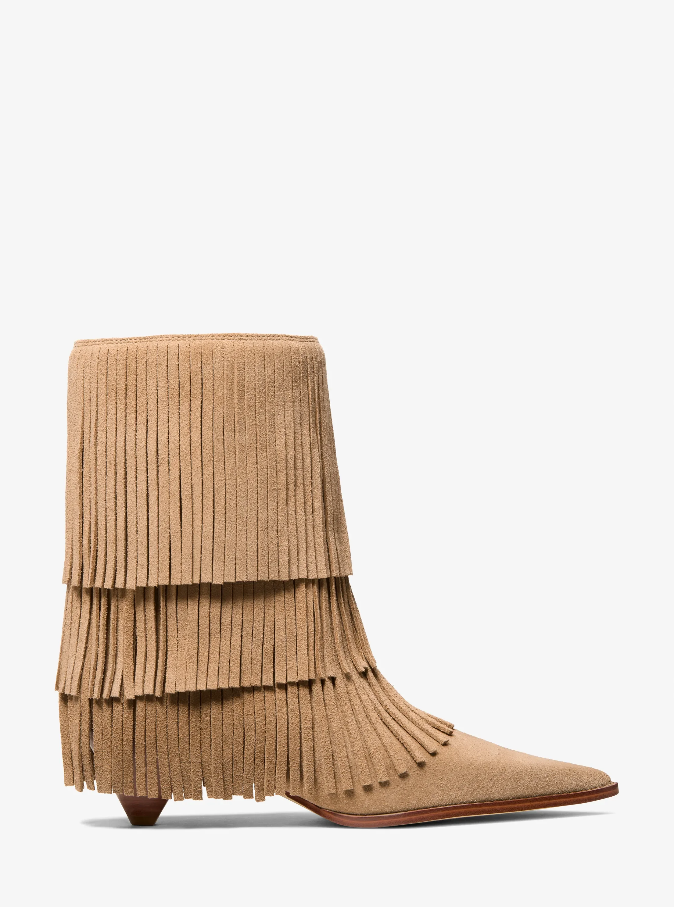 Женские ботинки Michael Kors Jayla Fringed Suede Boot, цвет: Husk — фото 2