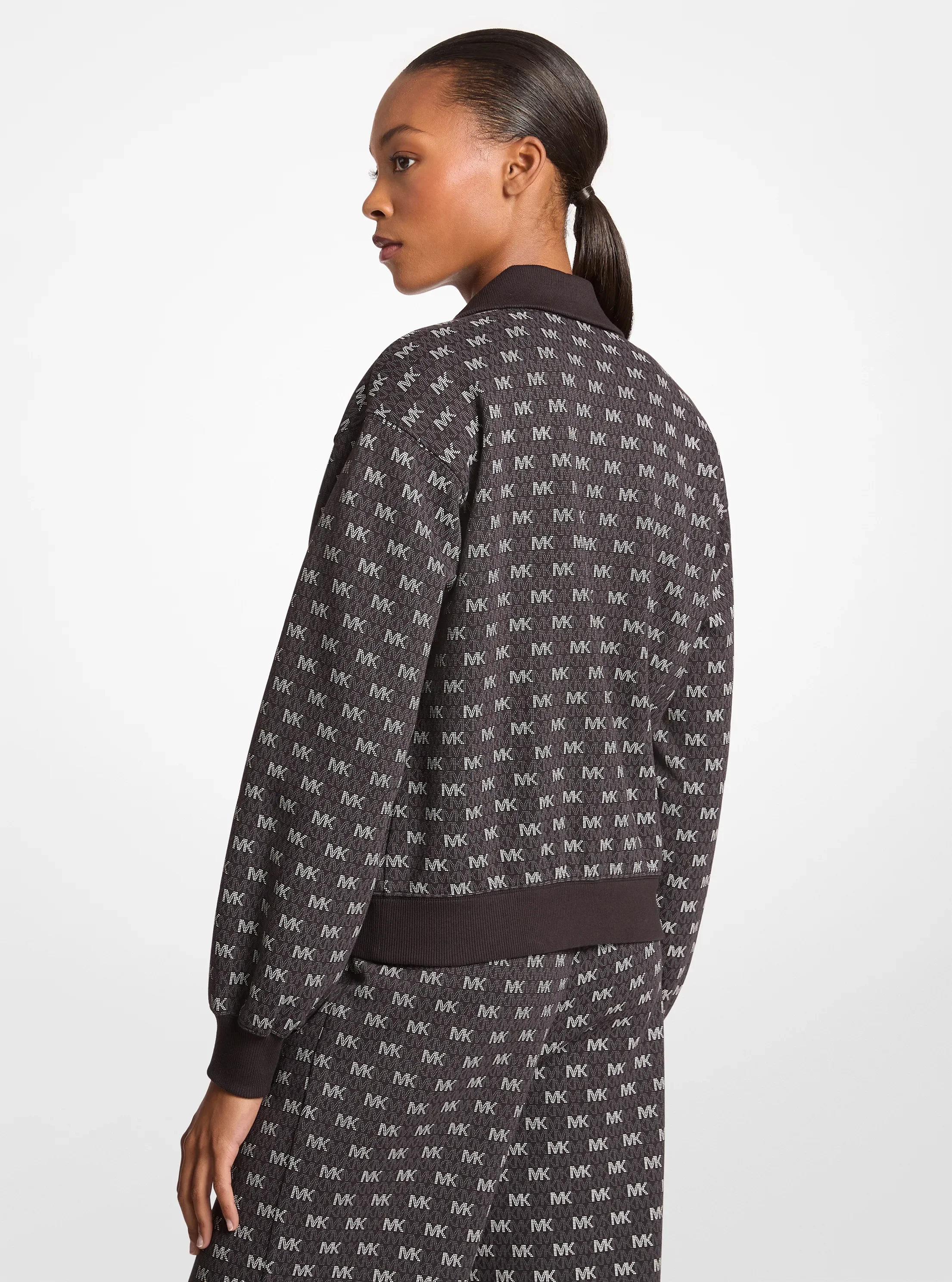 Куртка Michael Kors Logo Cotton Blend Zip-Up, цвет: Чёрный — фото 2