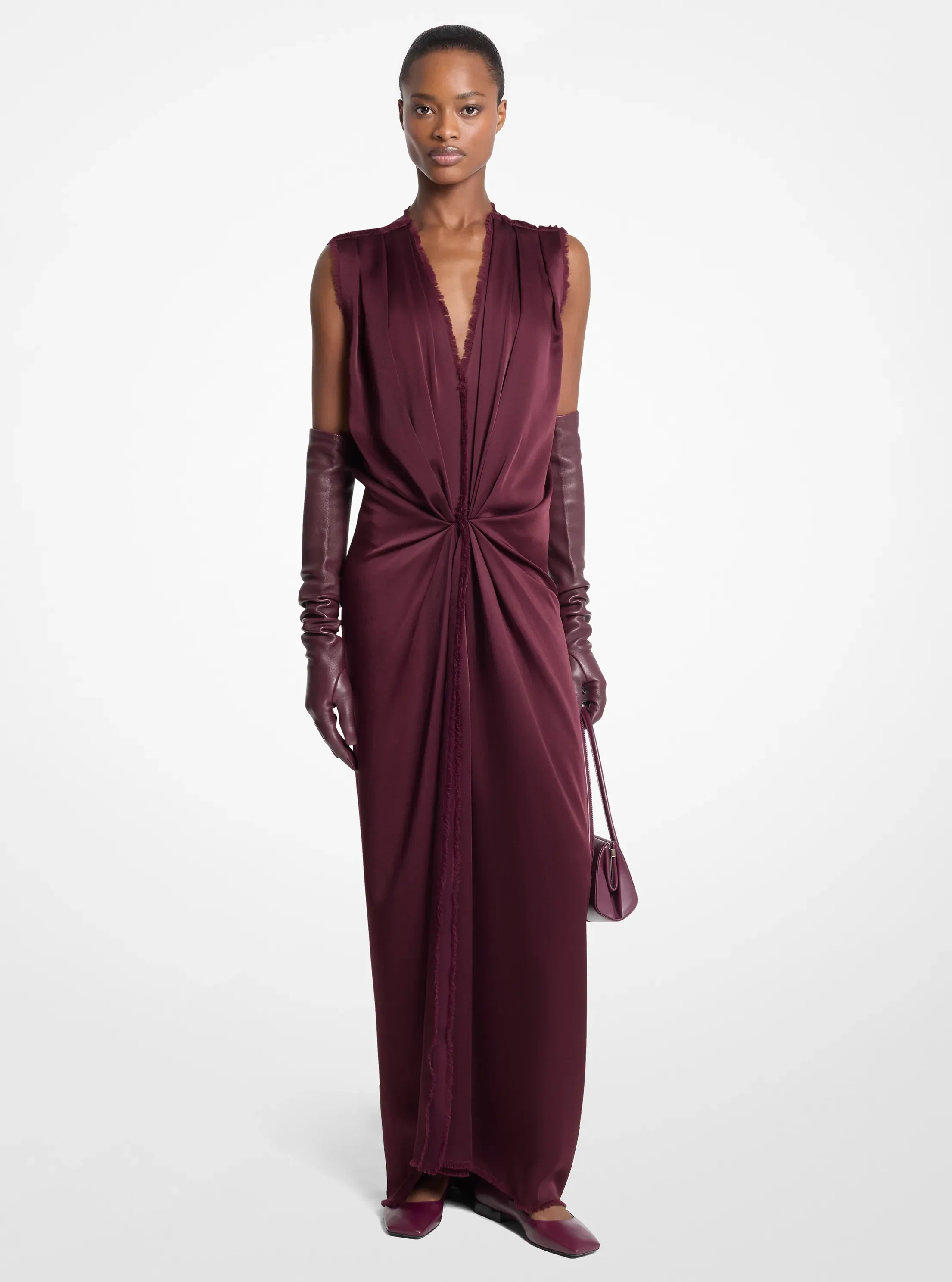 Женские платья Michael Kors Draped Satin Charmeuse Column Gown