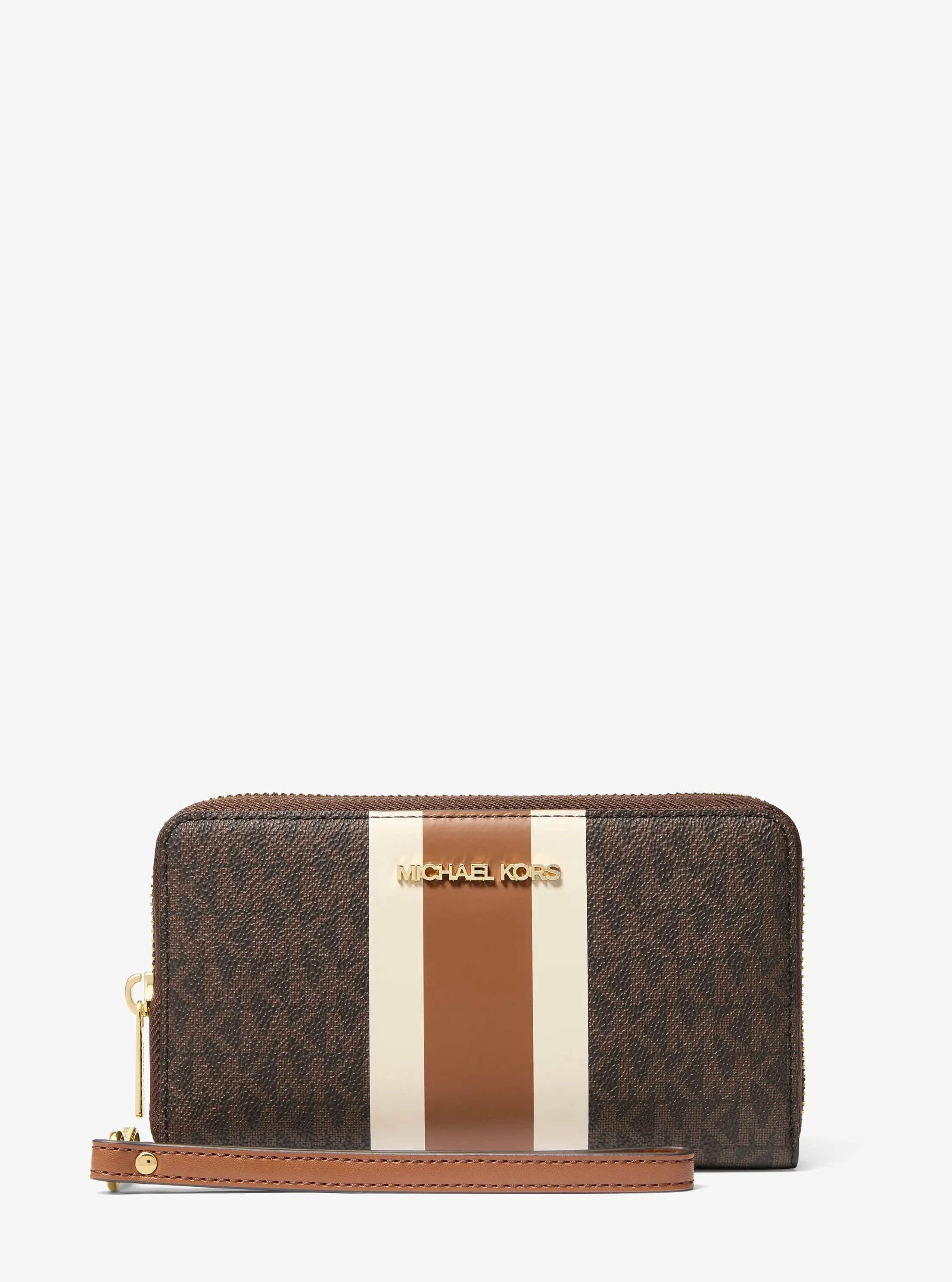 Michael Kors Jet Set Travel Large Striped Signature Logo Smartphone Wallet