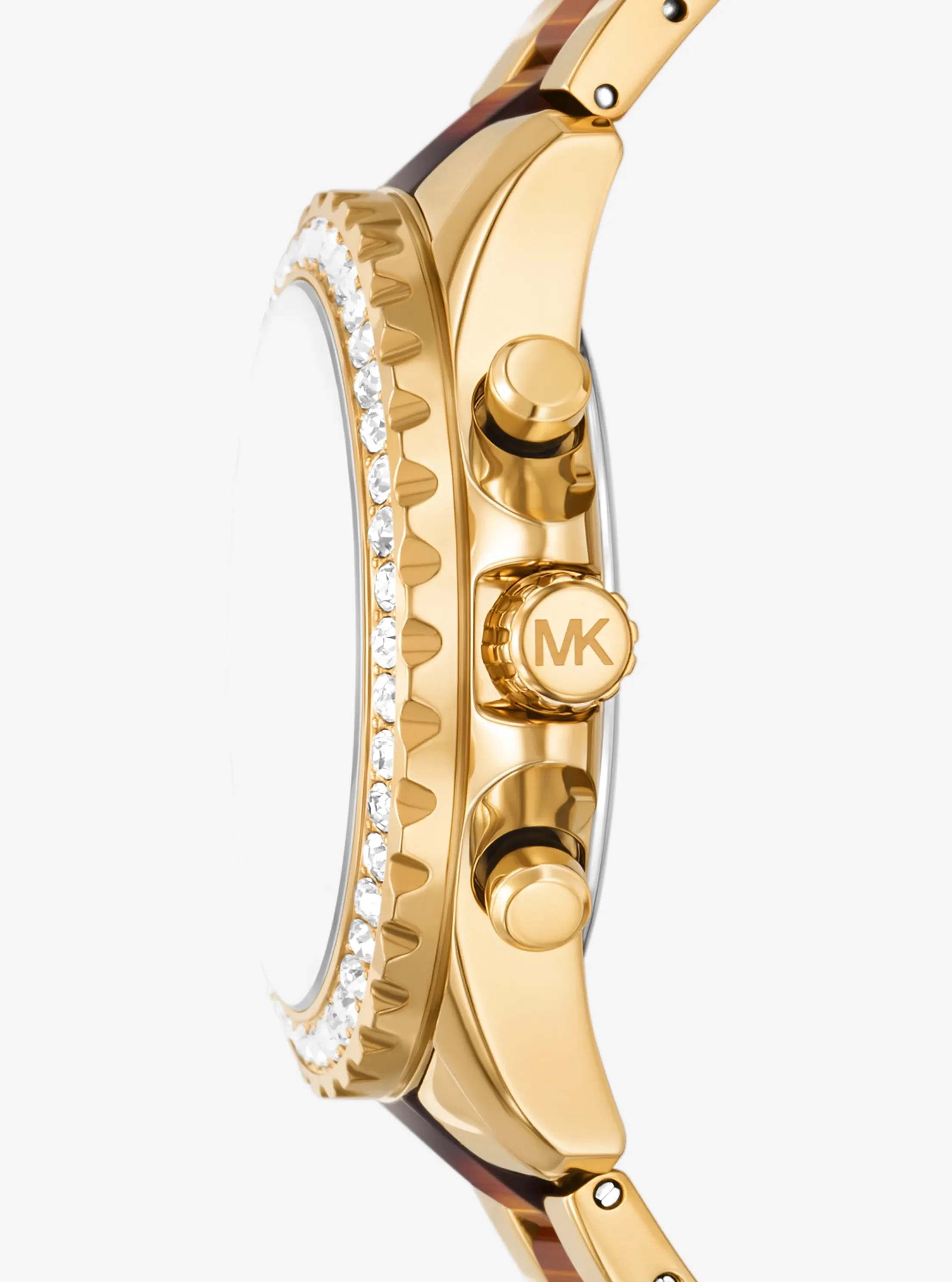 Часы Michael Kors Mini Everest Pavé Gold-Tone and Tortoiseshell Acetate Watch, цвет: Золотой — фото 2