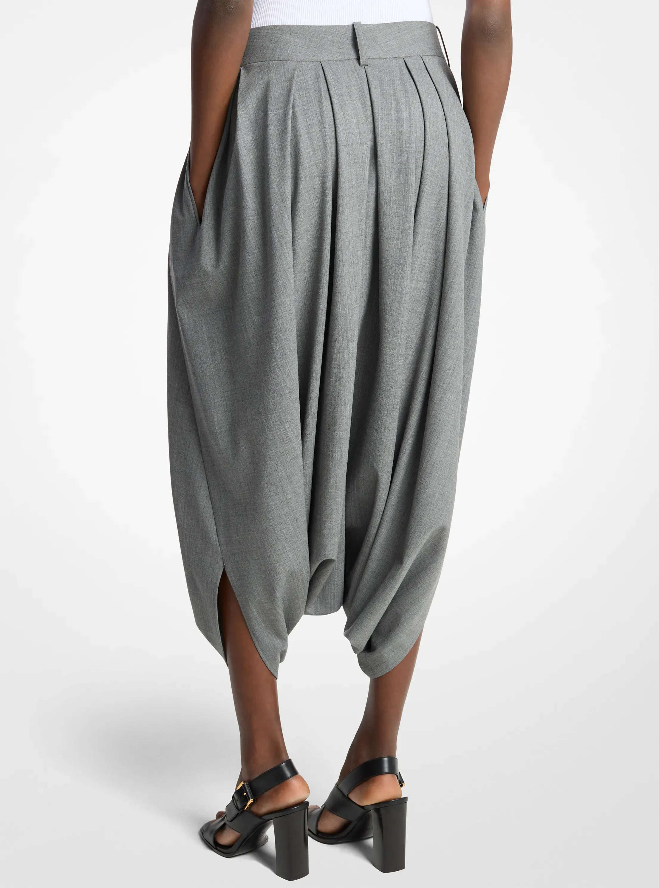 Брюки Michael Kors Draped Stretch Wool Culottes, цвет: Серый — фото 2