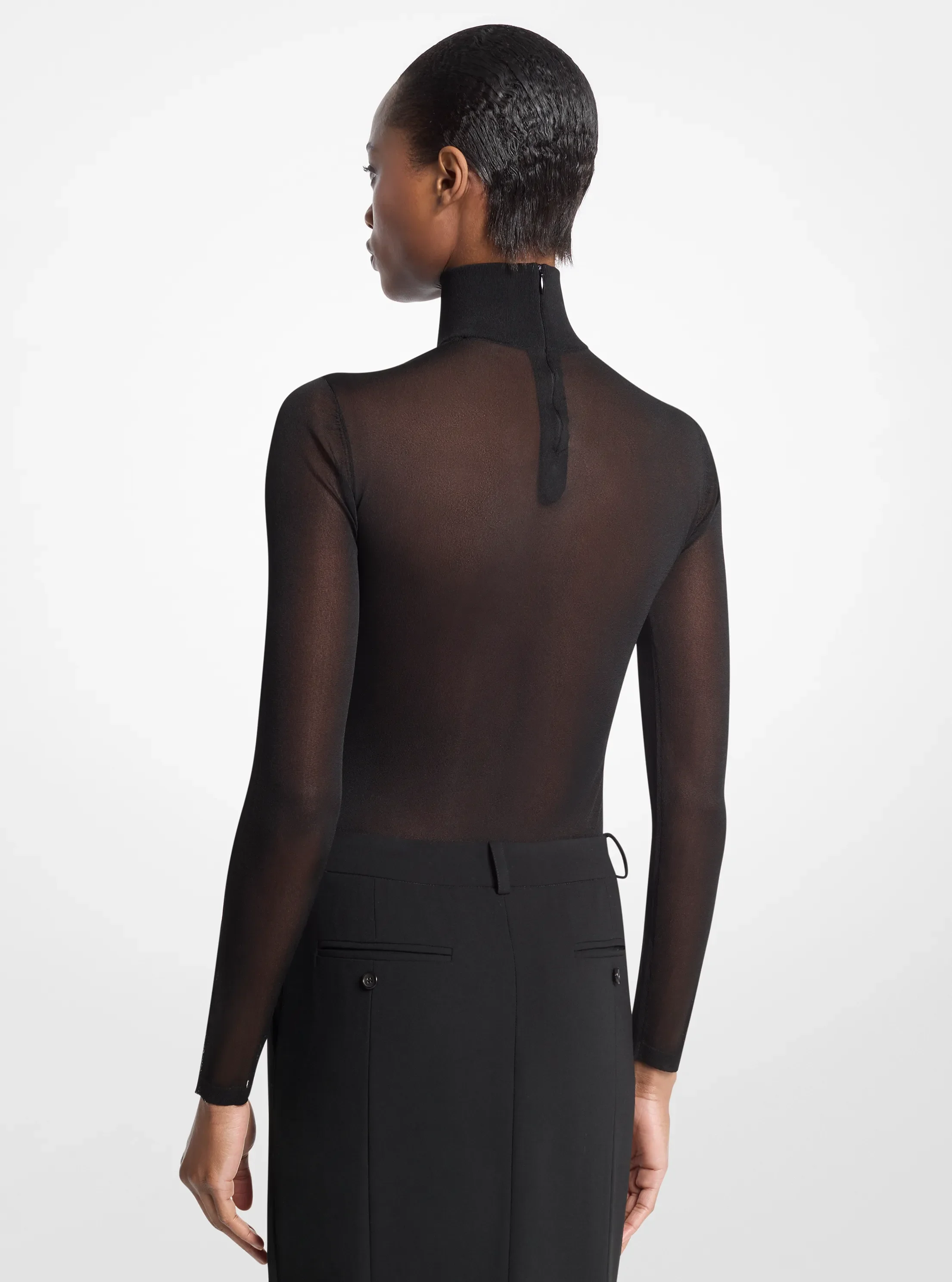 Michael Kors Superfine Sheer Viscose Turtleneck Bodysuit — фото 2