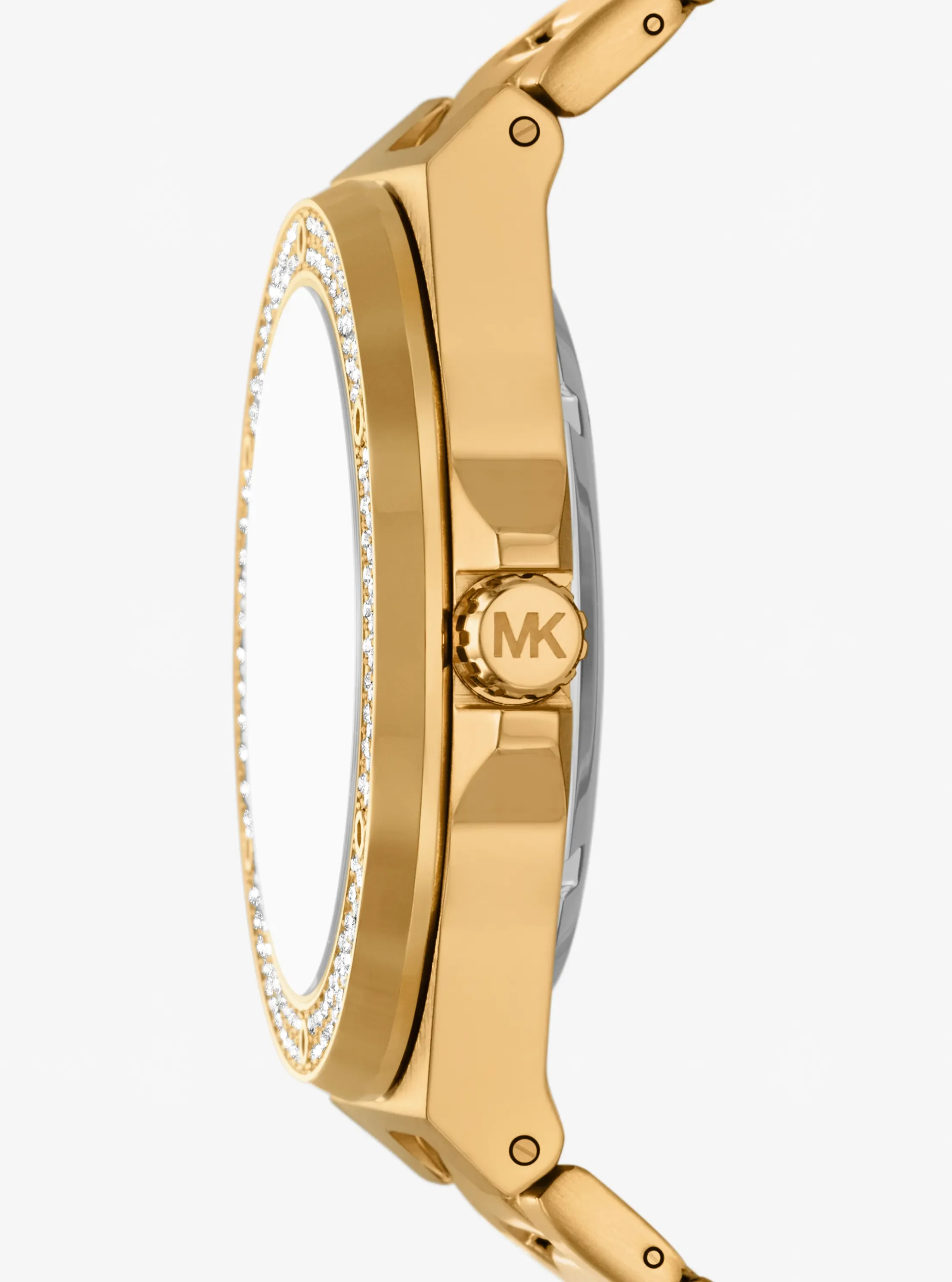 Часы Michael Kors Oversized Lennox Pavé Gold-Tone Watch, цвет: Золотой — фото 2