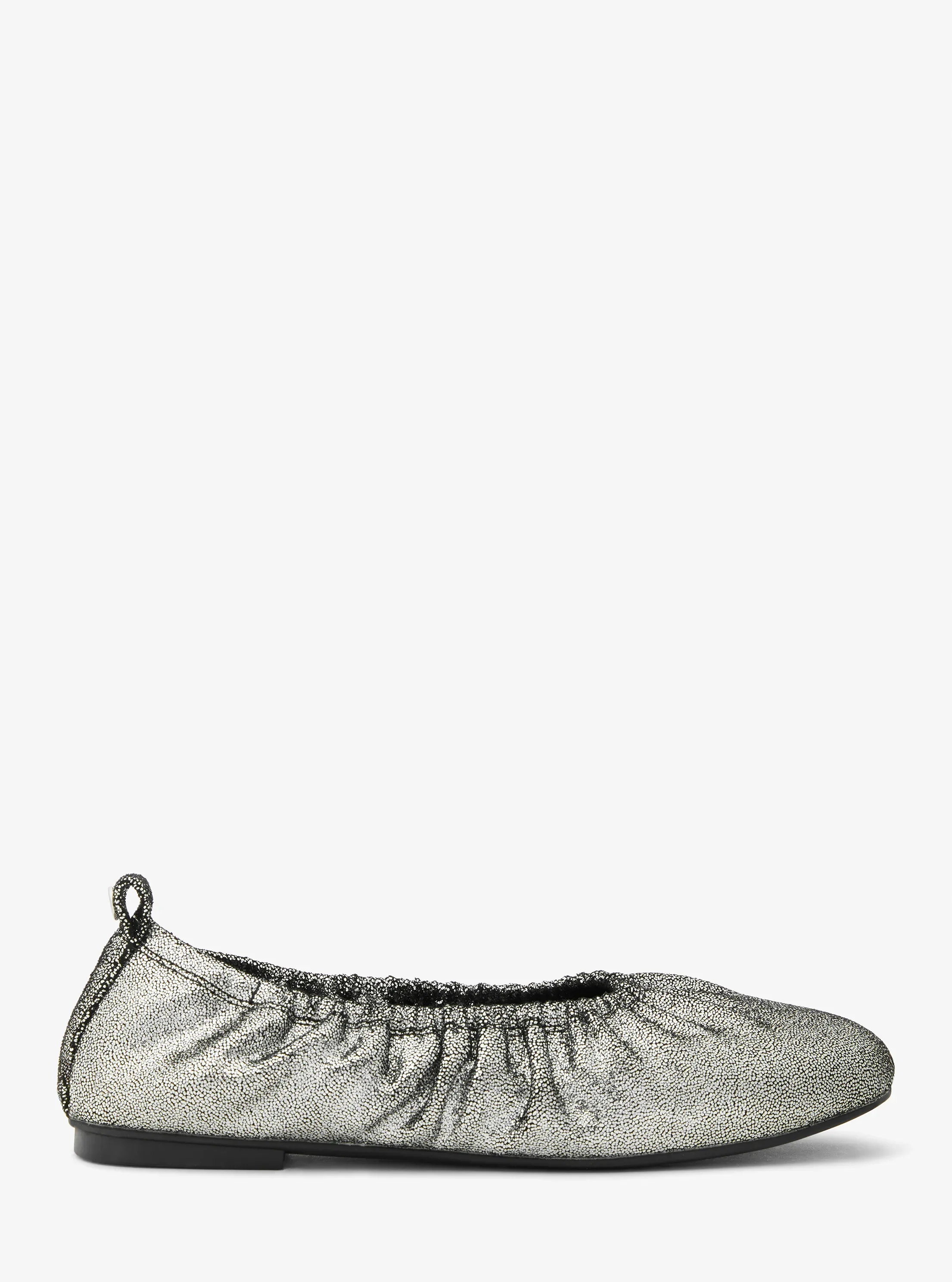 Женские балетки Michael Kors Bri Ruched Metallic Leather Ballet Flat, цвет: Серебряный — фото 2