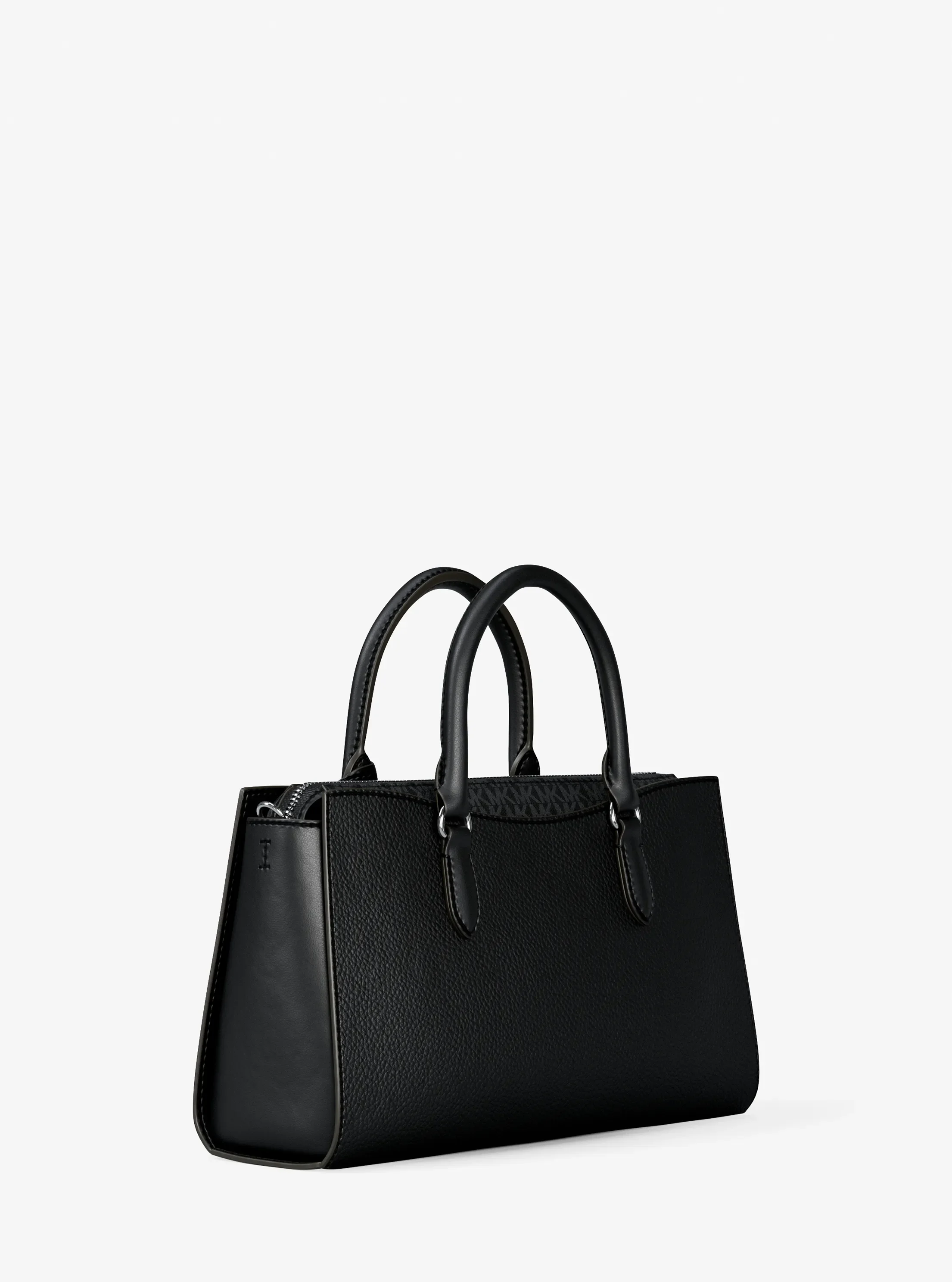 Michael Kors Arden Medium Pebbled Leather and Signature Logo Top-Zip Satchel — фото 3