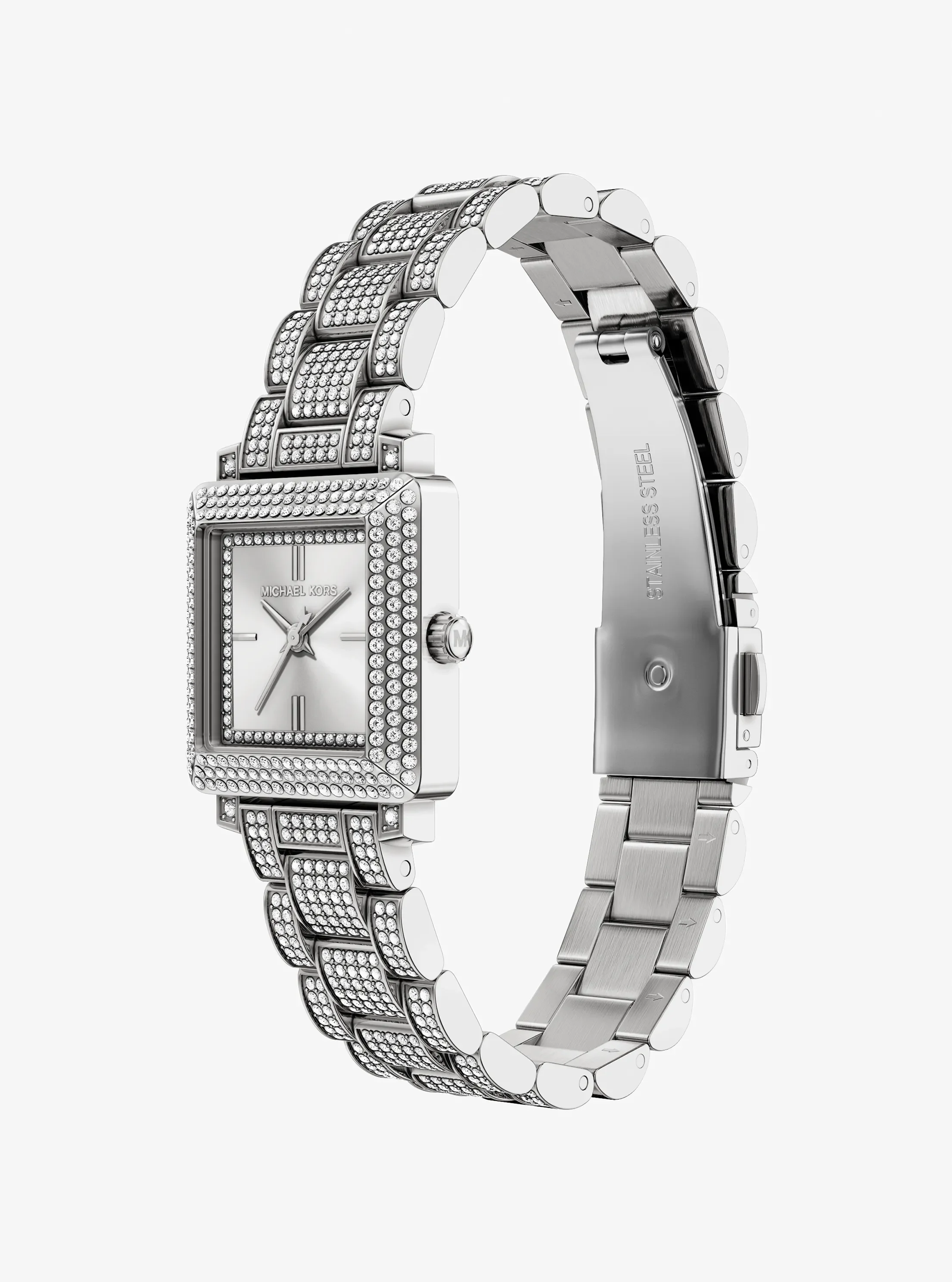 Часы Michael Kors Petite Gwynn Pavé Silver-Tone Watch, цвет: Серебряный — фото 5