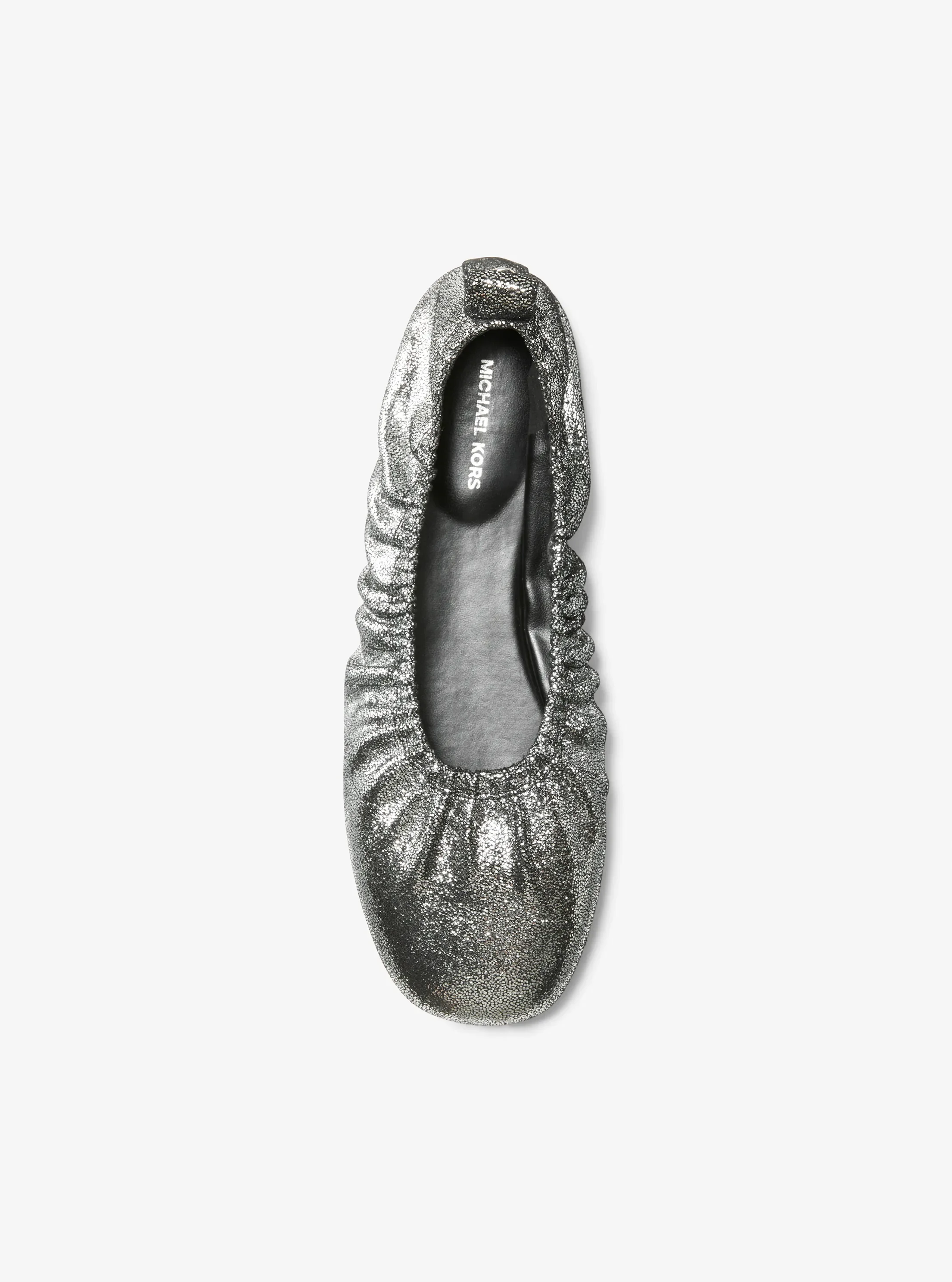 Женские балетки Michael Kors Bri Ruched Metallic Leather Ballet Flat, цвет: Серебряный — фото 3