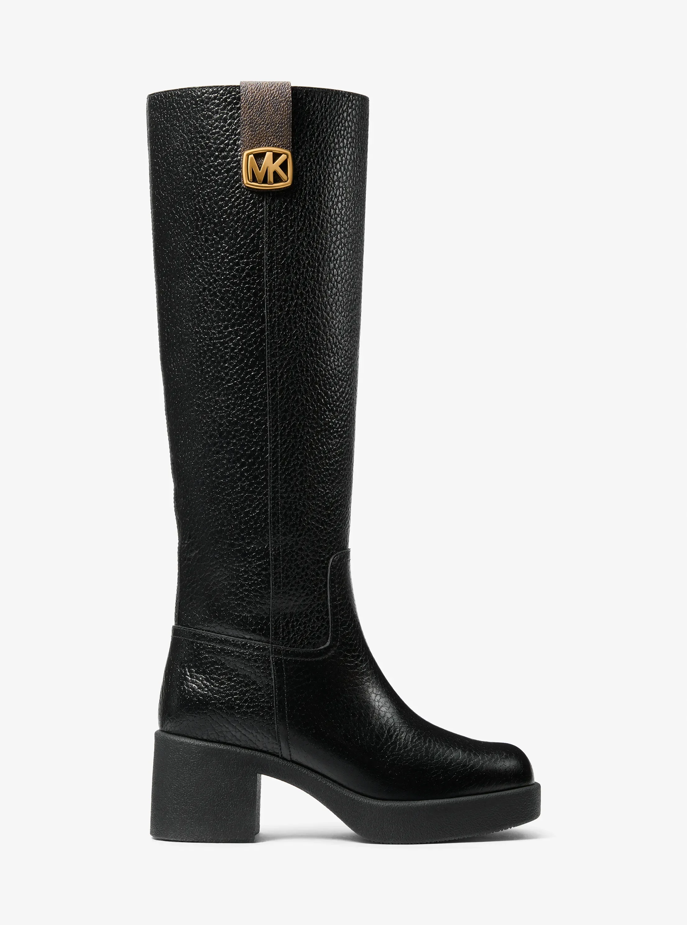 Женские ботинки Michael Kors Bryant Leather Platform Boot, цвет: Чёрный — фото 2