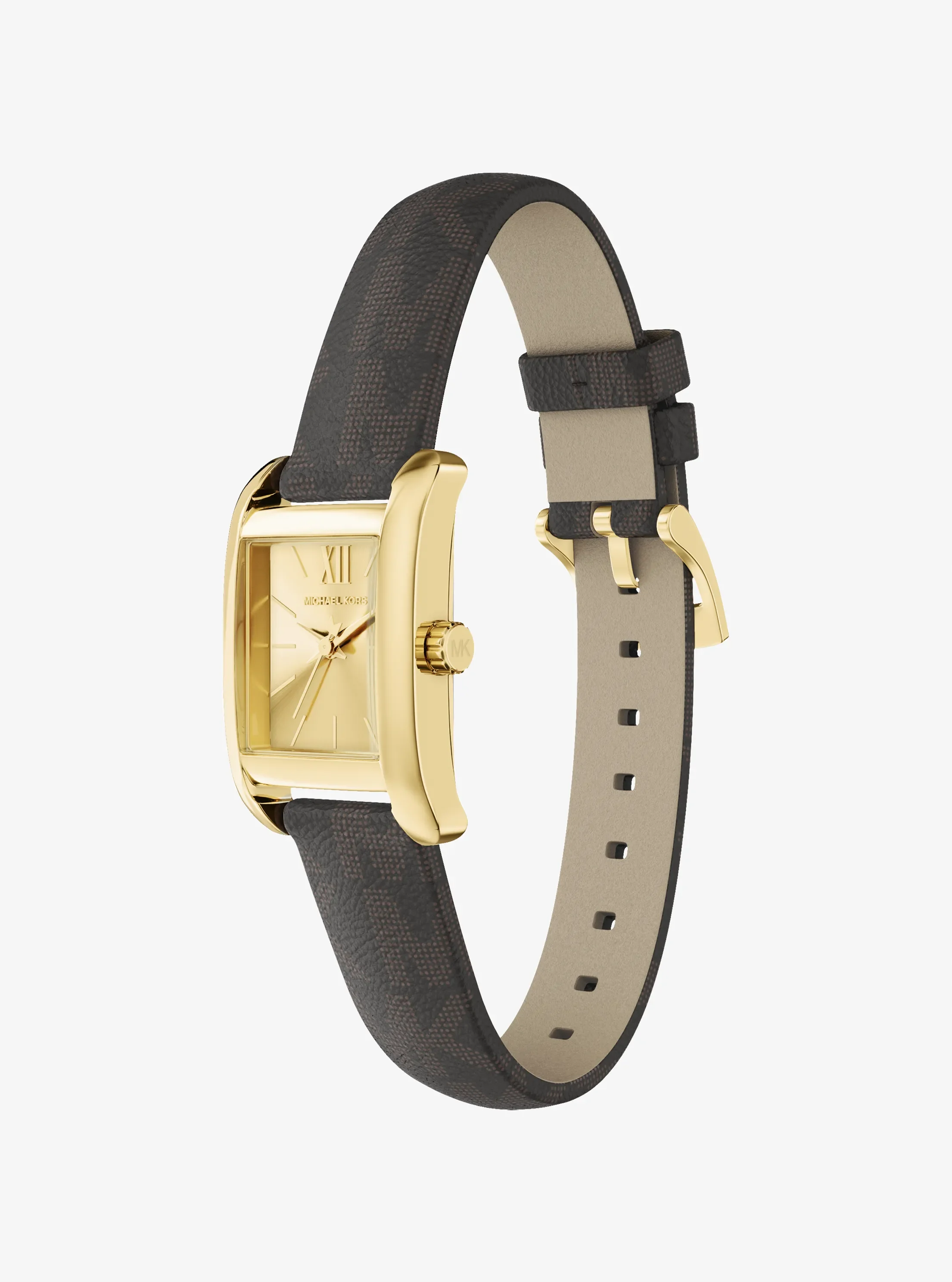 Часы Michael Kors Mini Monroe Gold-Tone and Logo Strap Watch, цвет: Золотой — фото 5