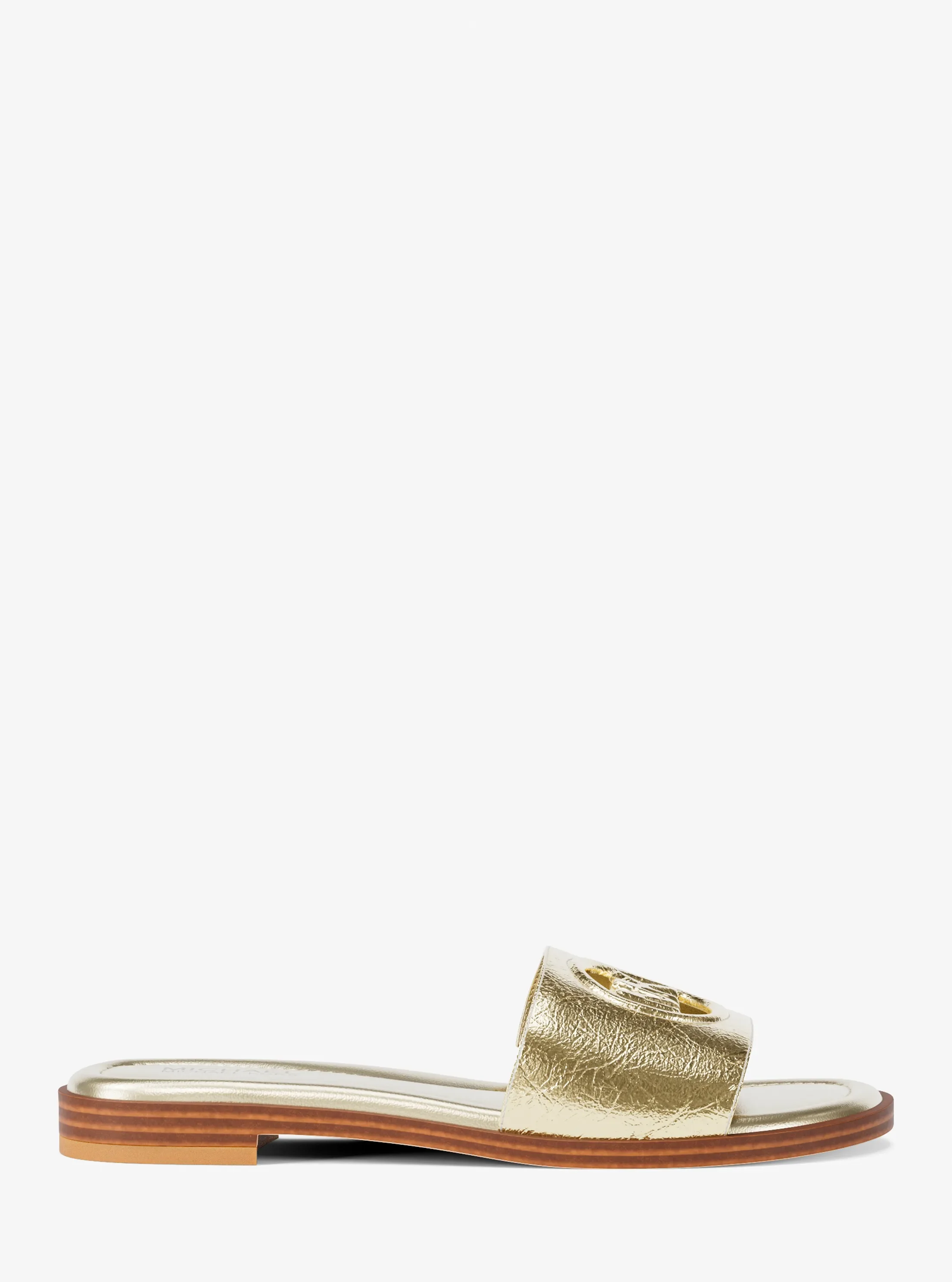 Сандалии Michael Kors Carissa Crackled Metallic Slide Sandal, цвет: Бледный золотой — фото 2