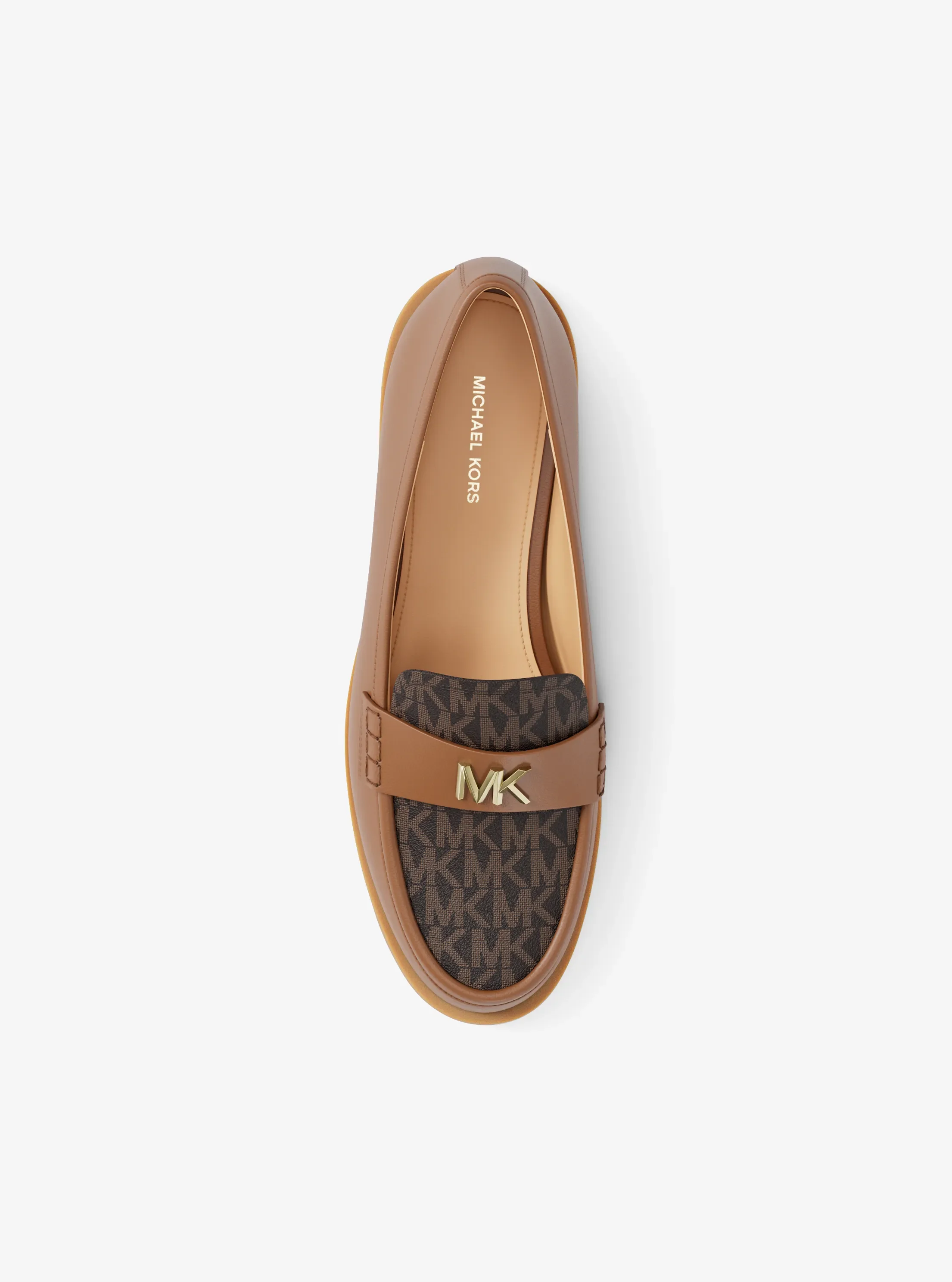 Женские туфли Michael Kors Lex Leather and Signature Logo Loafer, цвет: Коричневый — фото 5