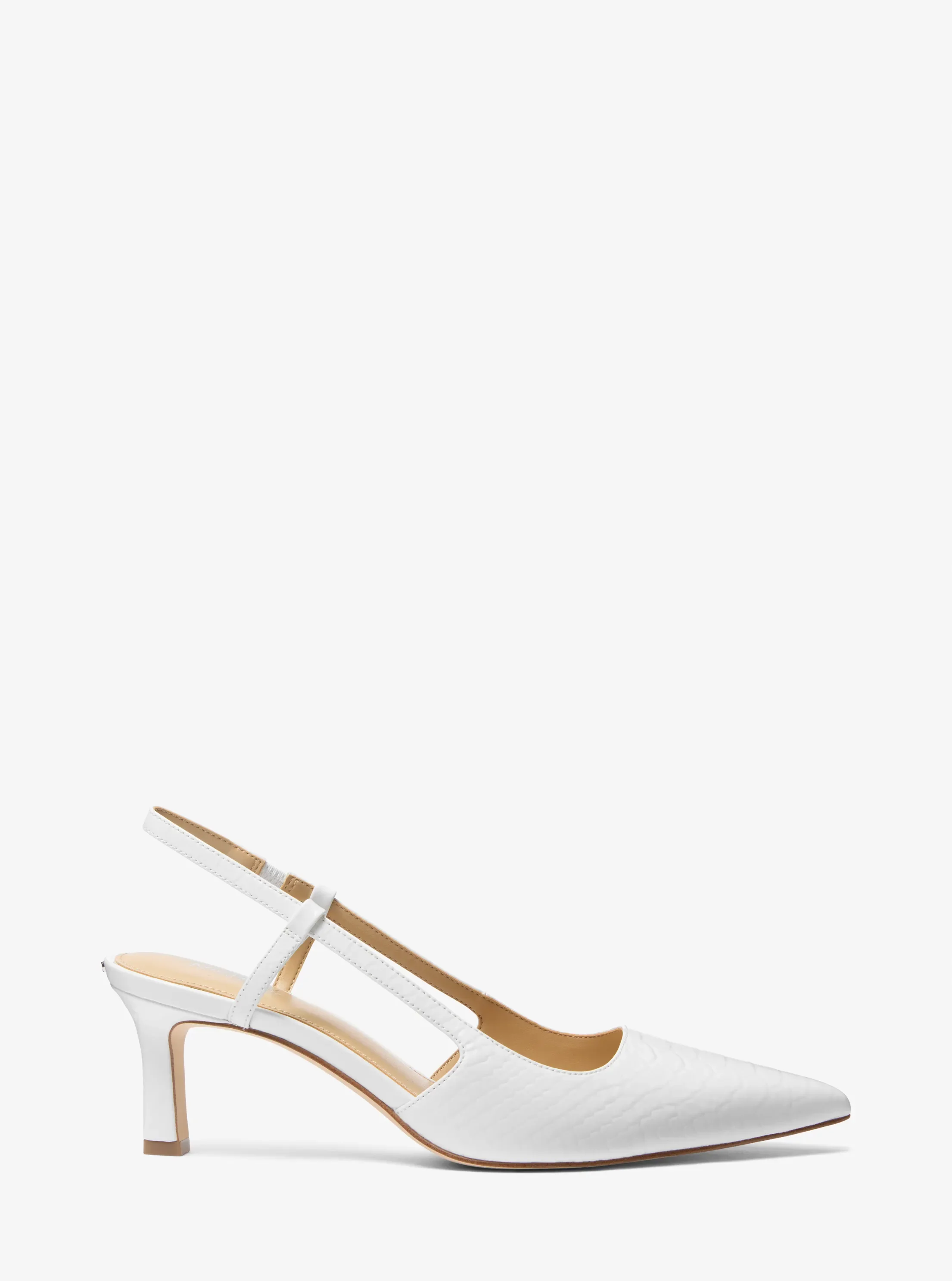 Женские туфли Michael Kors Alora Snake Embossed Leather Slingback Pump, цвет: Оптический белый — фото 2