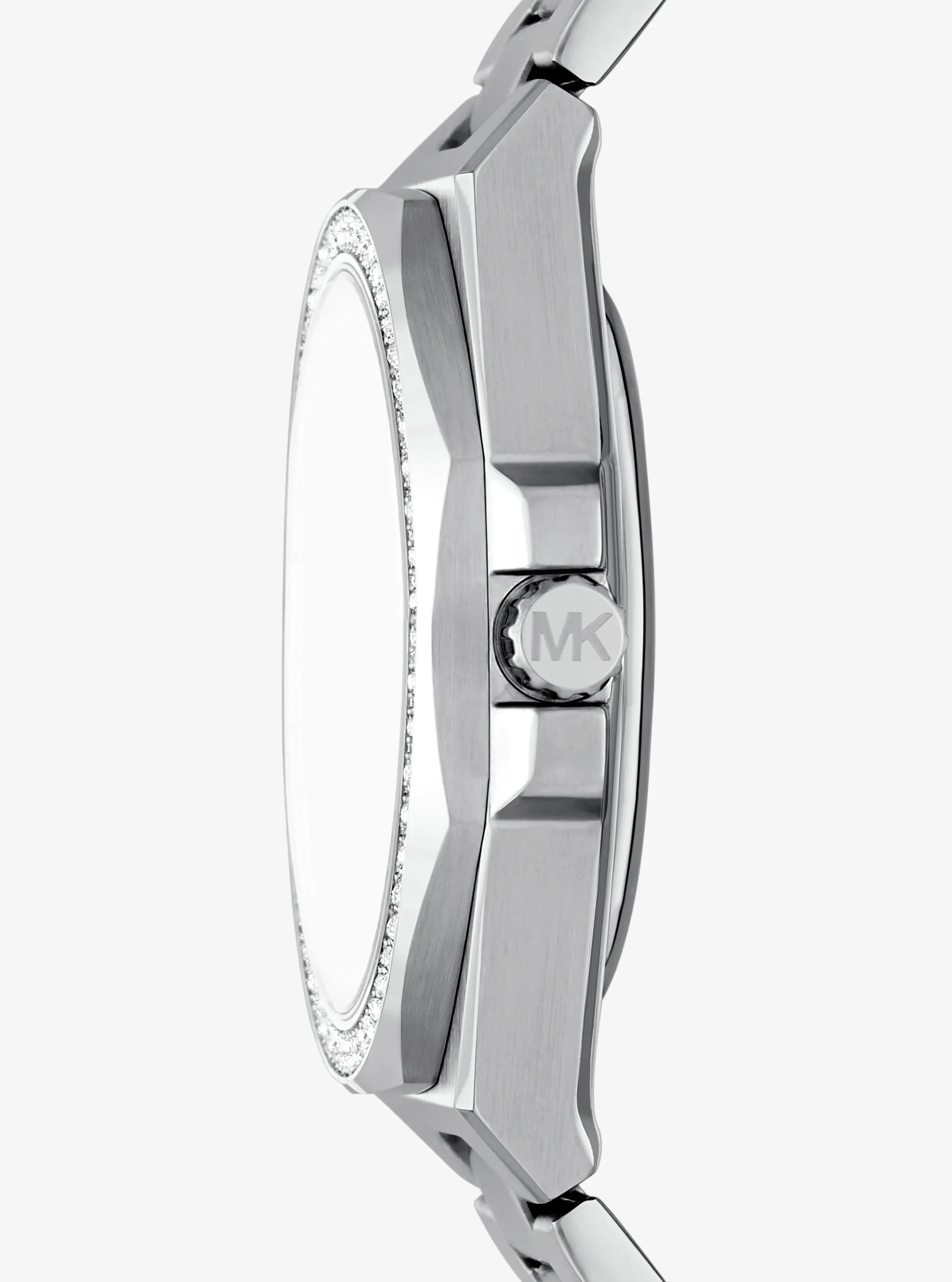 Часы Michael Kors Oversized Callum Pavé Silver-Tone Watch, цвет: Серебряный — фото 2