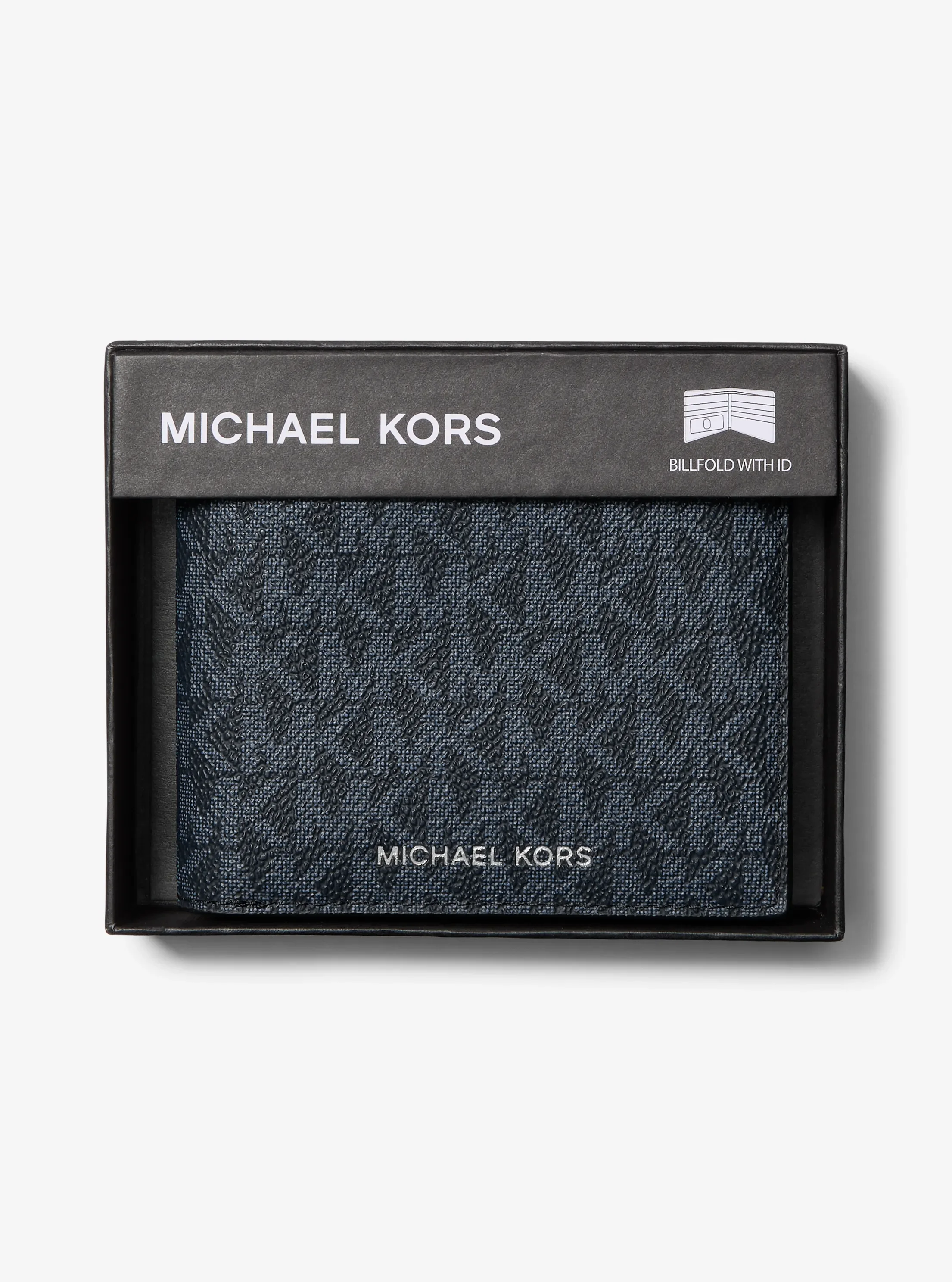 Мужской кошелёк Michael Kors Hudson Signature Logo Billfold Wallet, цвет: Admrl/Plblue — фото 4
