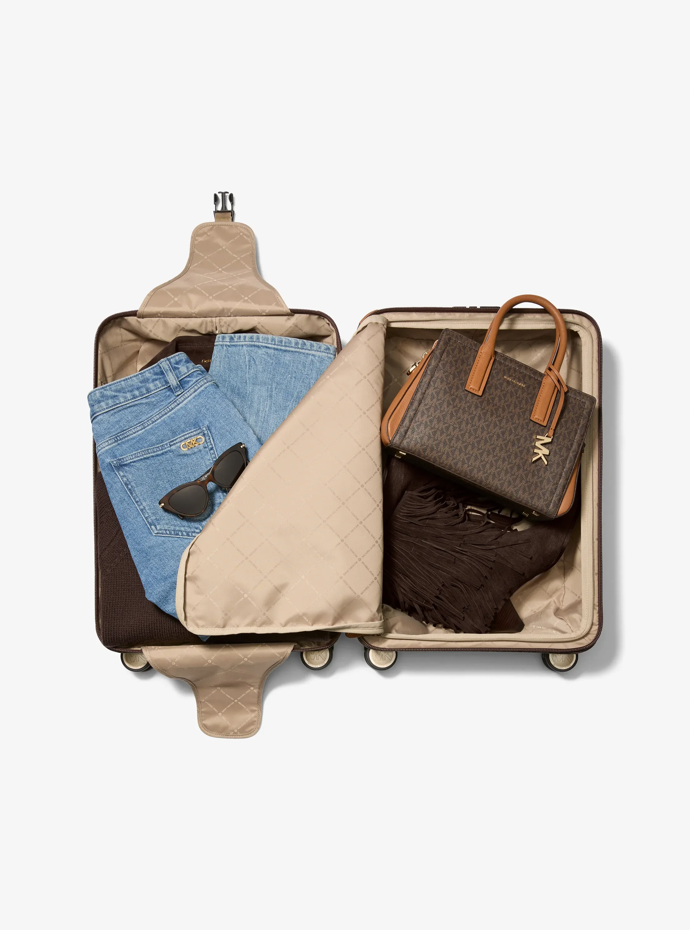Женский чемодан Michael Kors Logo Suitcase, цвет: Коричневый — фото 5