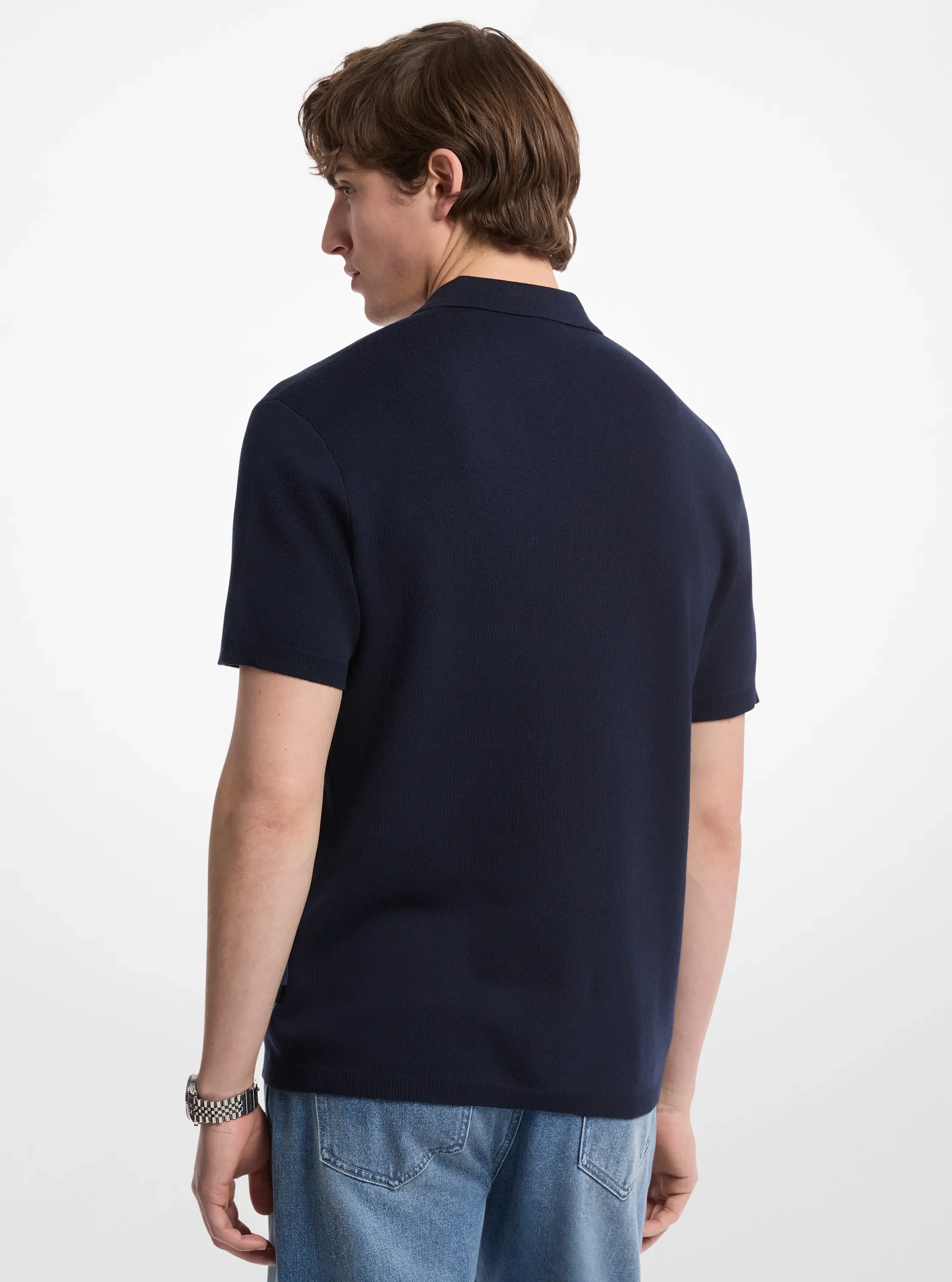 Поло Michael Kors Cotton Zip-Up Polo Shirt, цвет: Тёмно-синий — фото 2