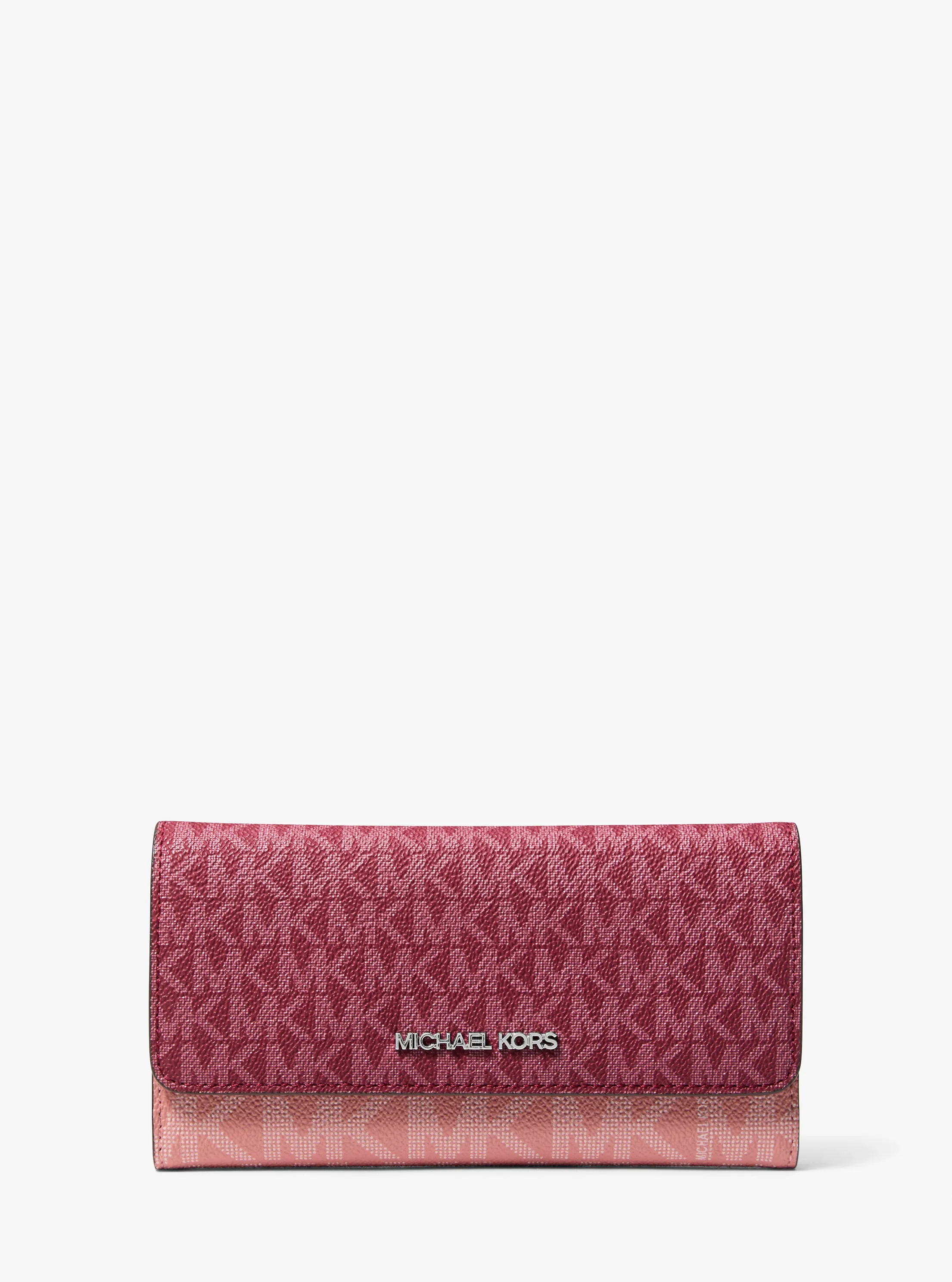 Кошелёк Michael Kors Jet Set Travel Signature Logo Tri-Fold Wallet, цвет: Тёмно-бордовый