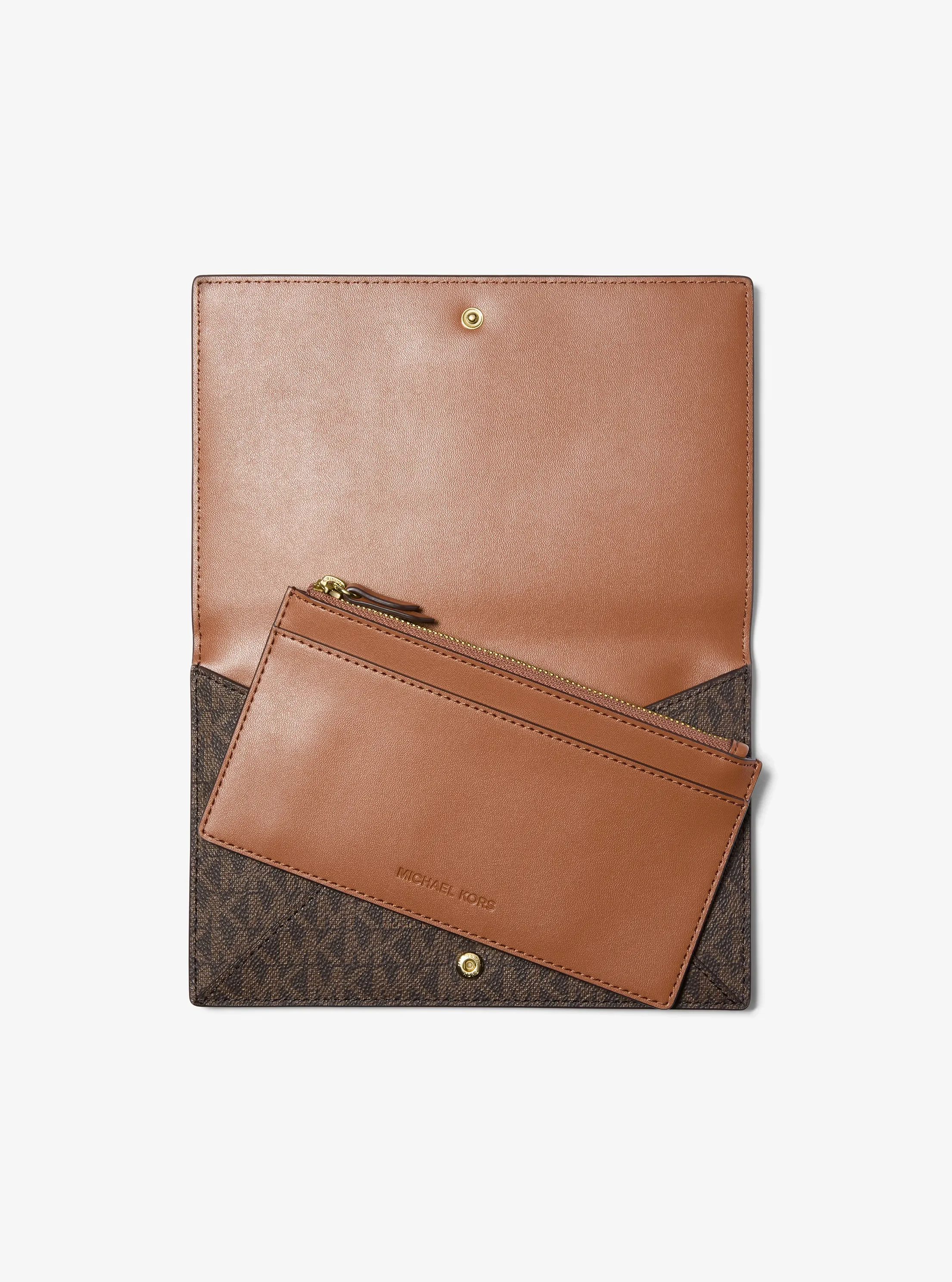 Женский клатч Michael Kors Jet Set Travel Signature Logo 2-in-1 Clutch, цвет: Коричневый — фото 5