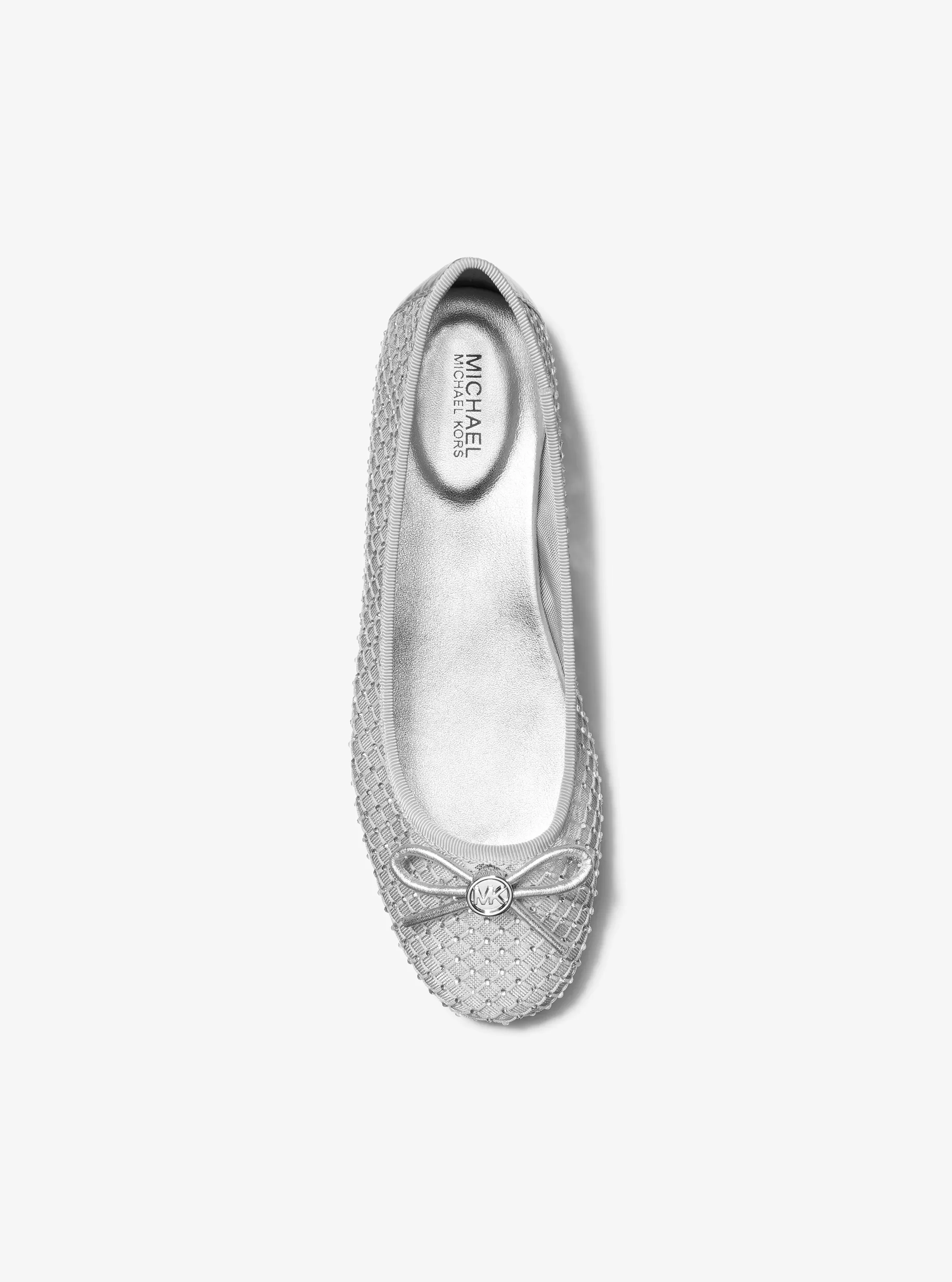Балетки Michael Kors Savannah Embellished Mesh Ballet Flat, цвет: Серебряный — фото 3