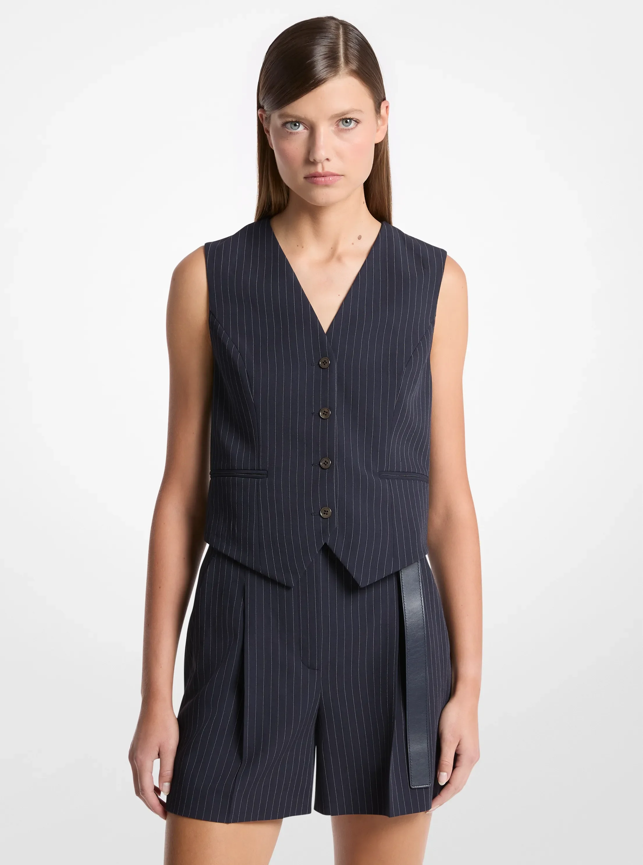 Женские жилеты Michael Kors Pinstripe Wool Blend Vest