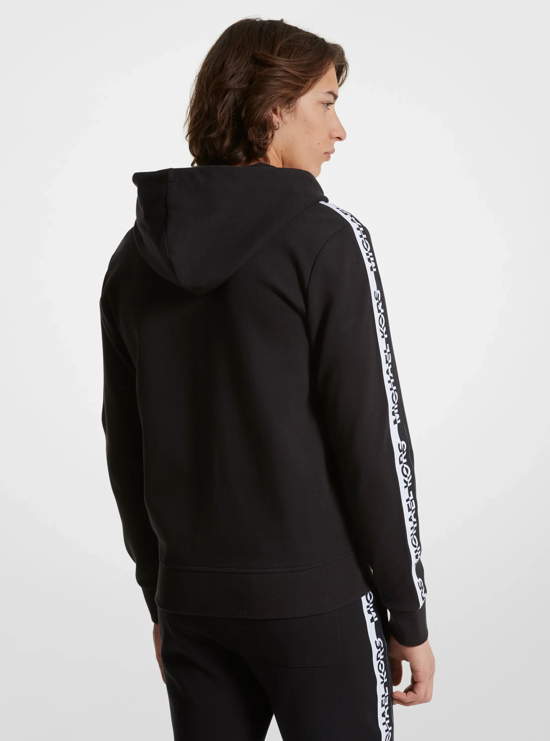 Худи Michael Kors Logo Tape Cotton Blend Zip-Up, цвет: Чёрный — фото 2