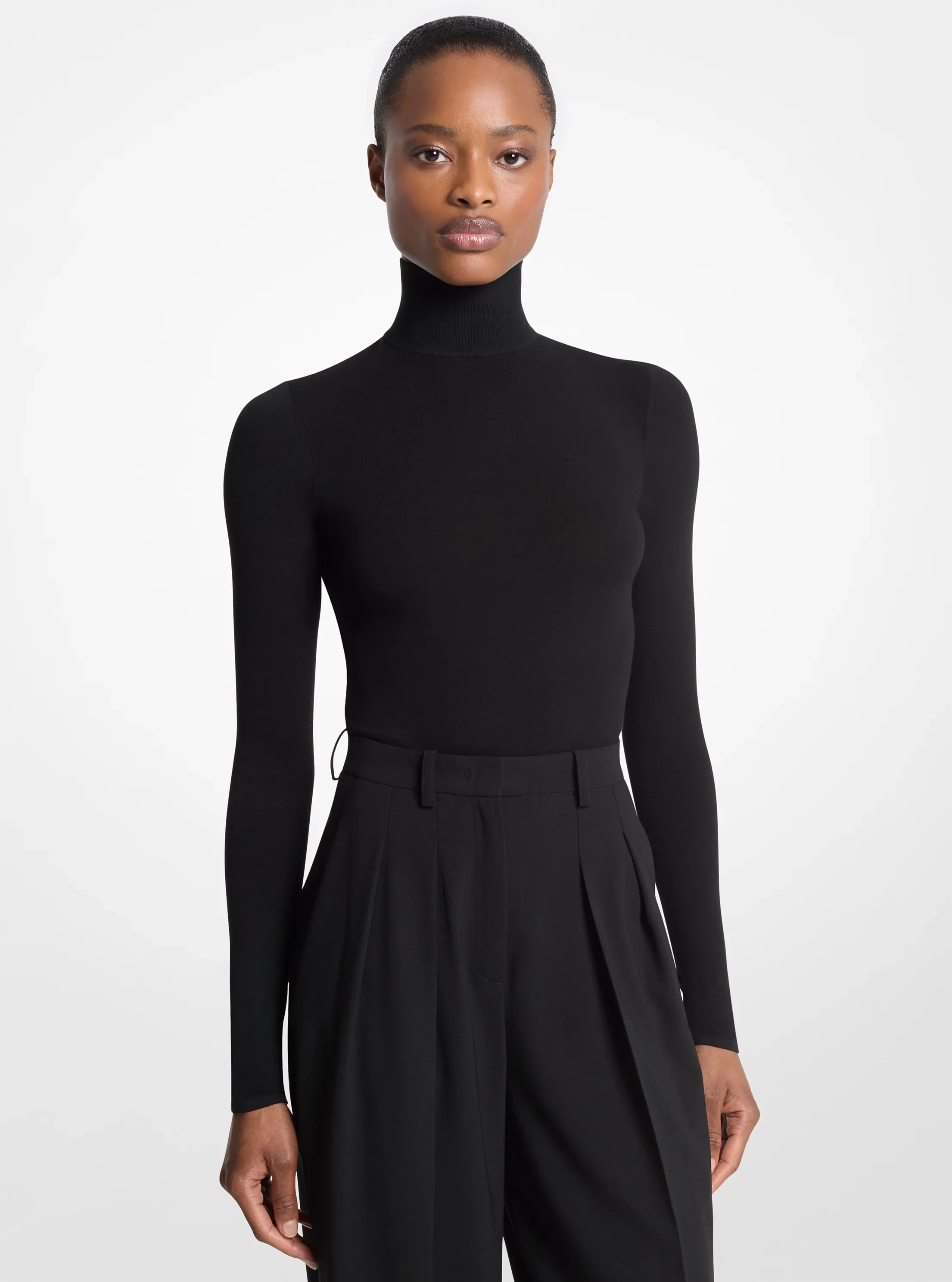 Michael Kors Stretch Viscose Turtleneck Bodysuit