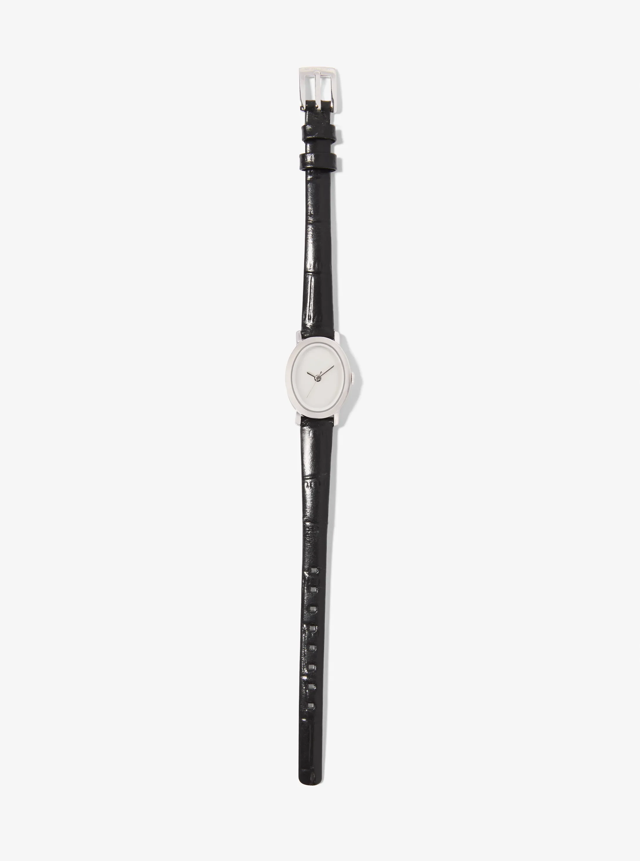 Женские часы Michael Kors Limited-Edition Petite Maude Silver-Tone and Crocodile Embossed Leather Watch, цвет: Чёрный — фото 7