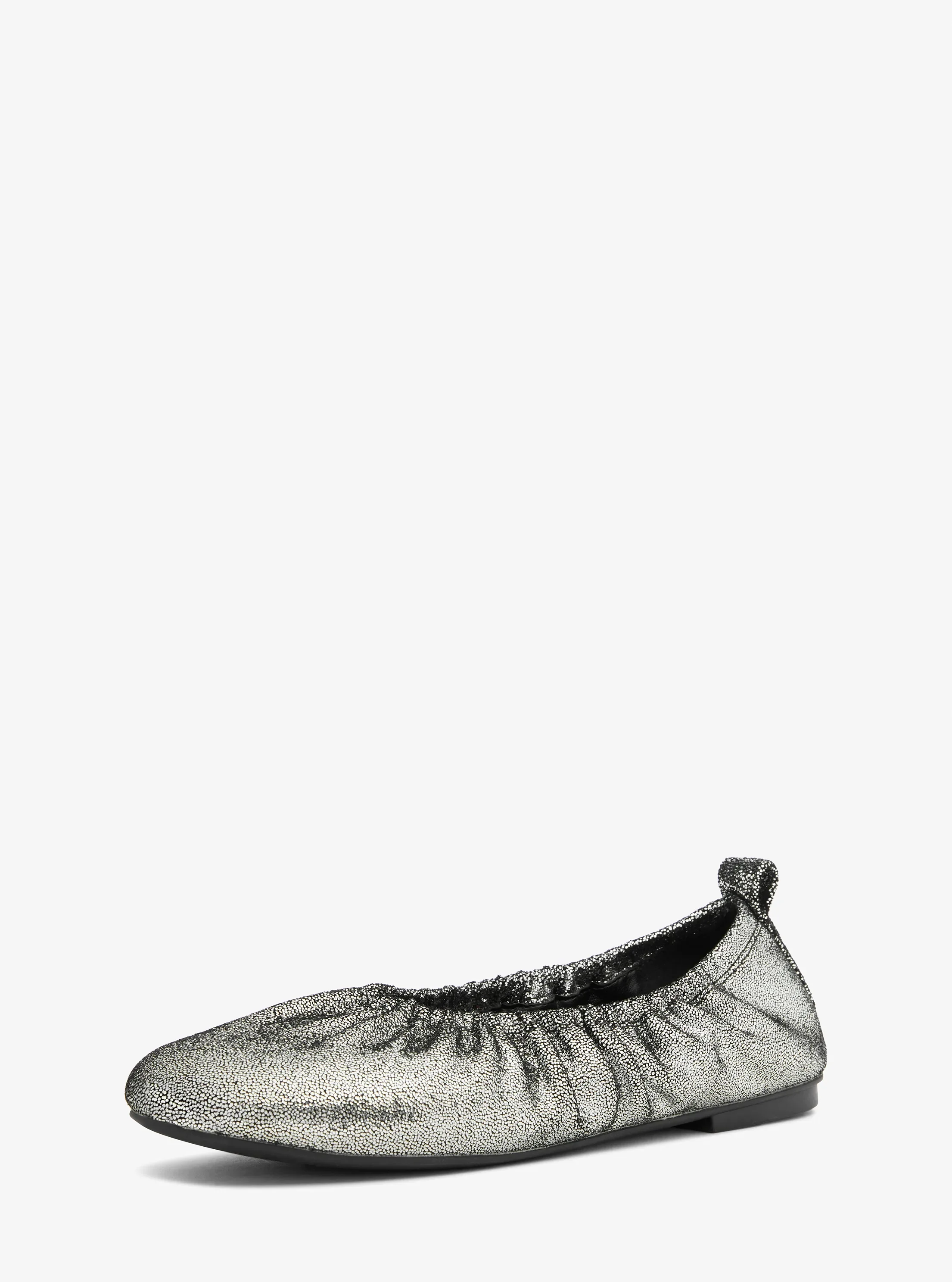 Женские балетки Michael Kors Bri Ruched Metallic Leather Ballet Flat, цвет: Серебряный — фото 4